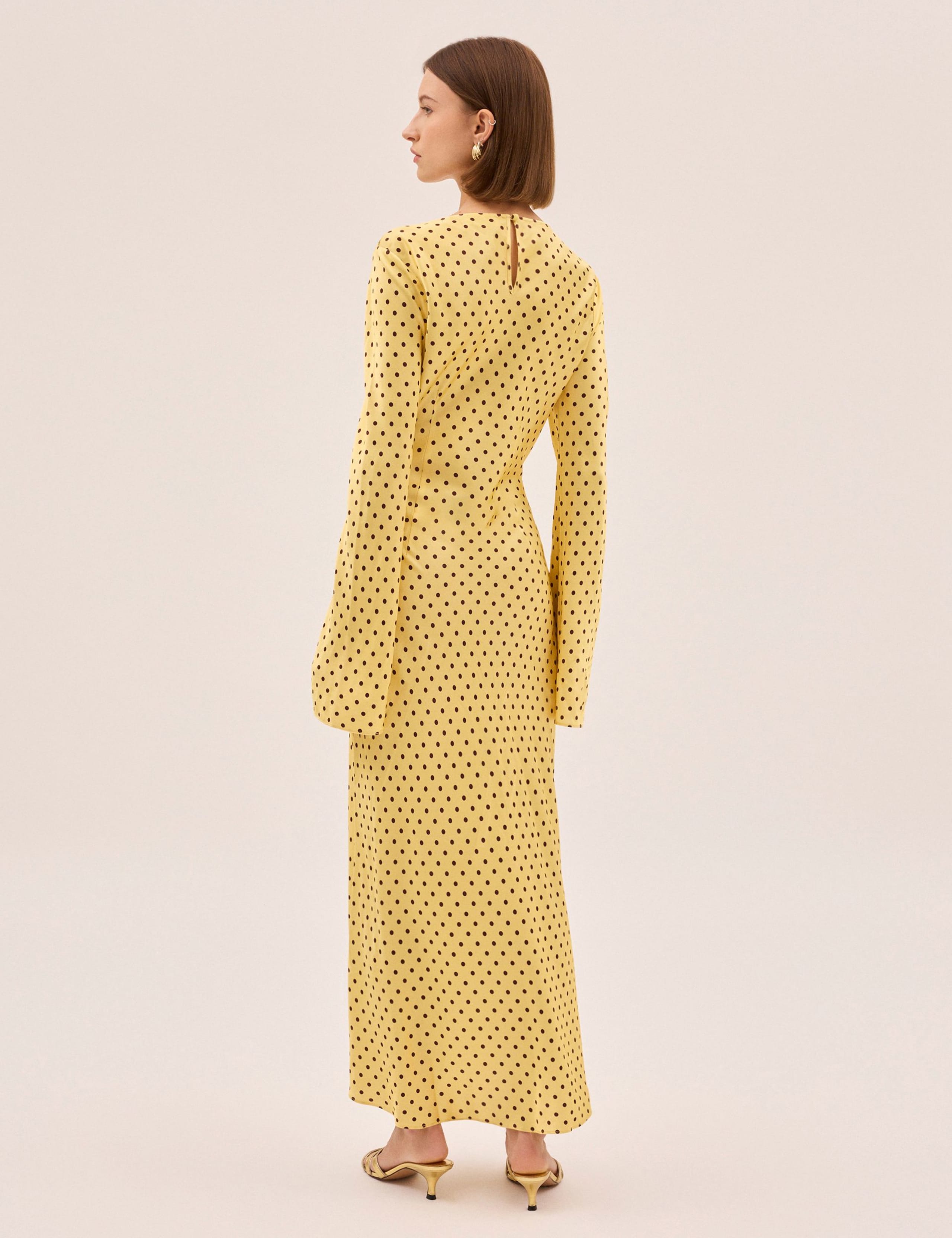 Polka Dot Slash Neck Midaxi Column Dress 2 of 5