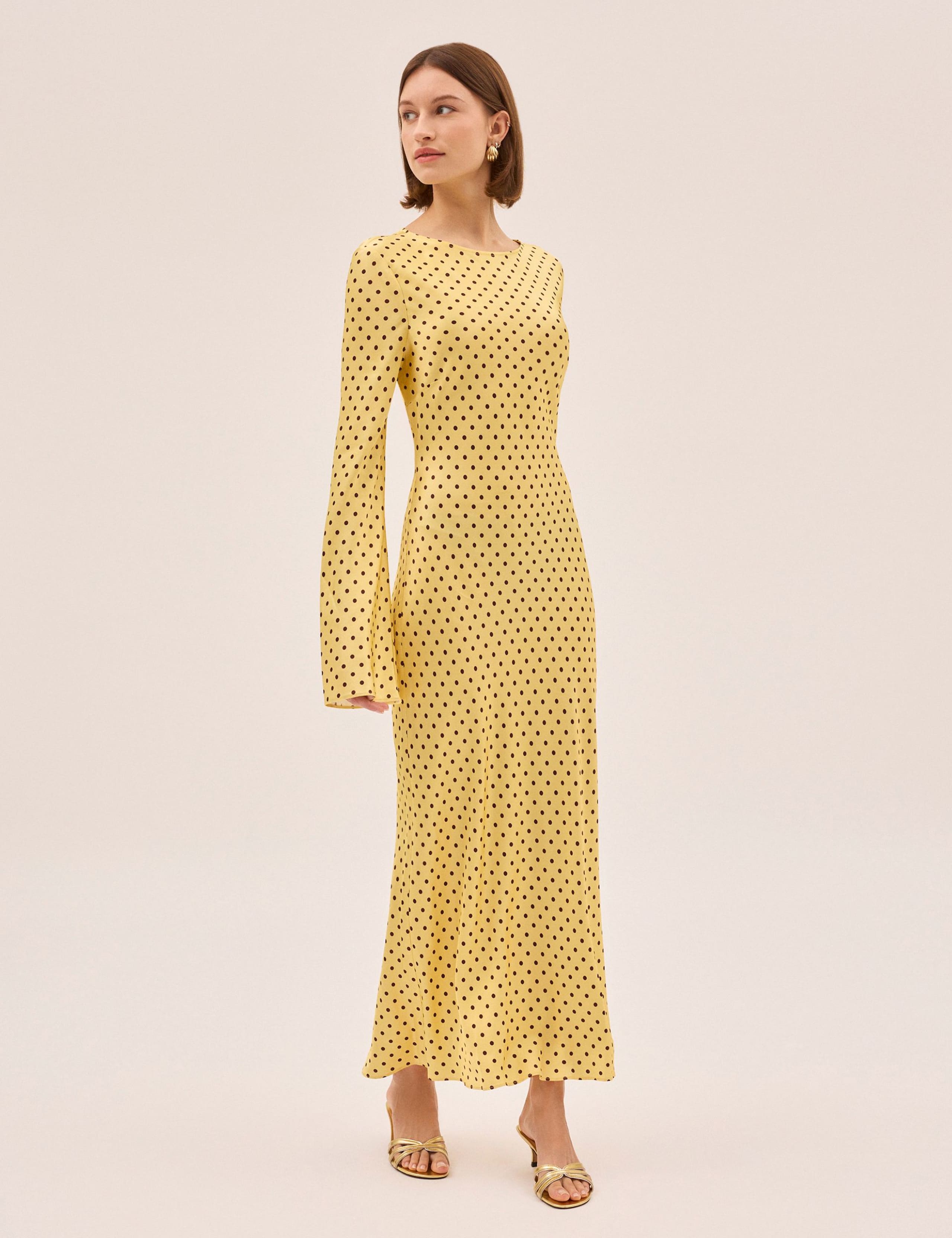 Polka Dot Slash Neck Midaxi Column Dress 3 of 5