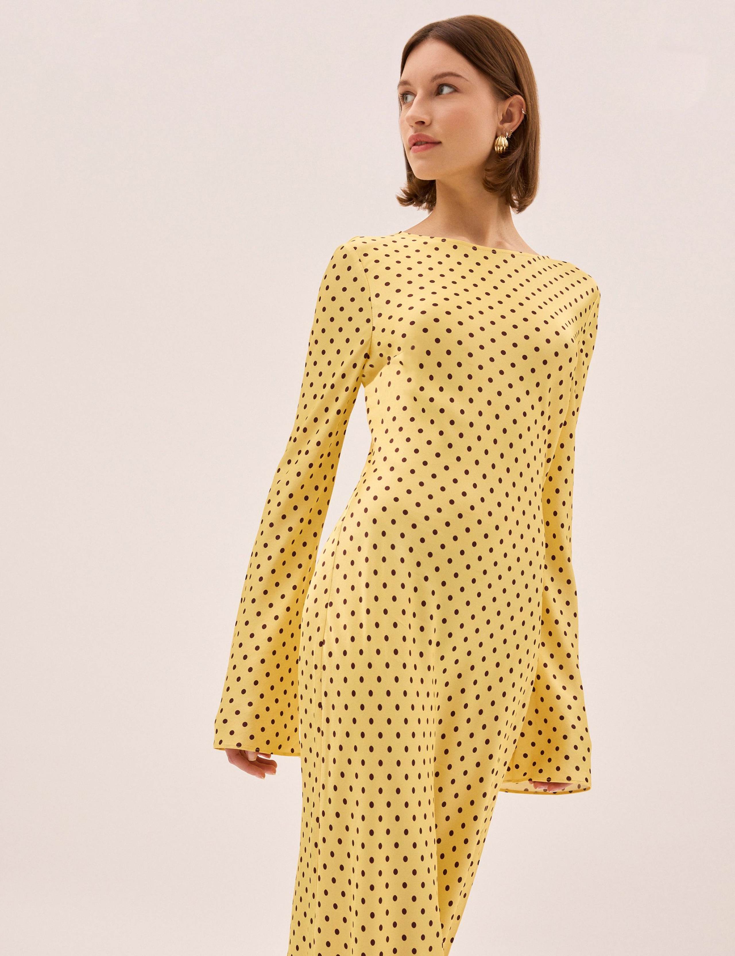 Polka Dot Slash Neck Midaxi Column Dress 4 of 5