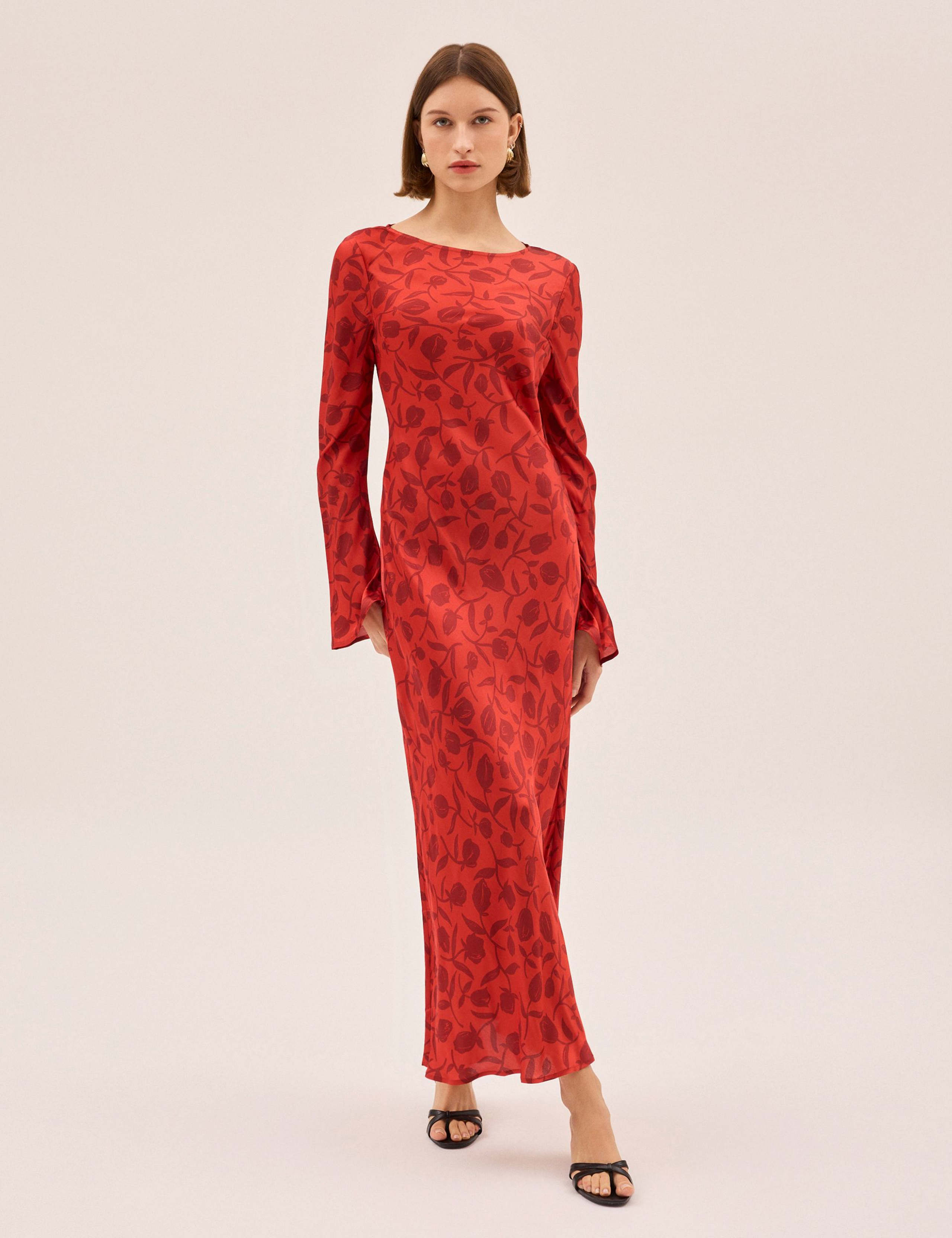 Floral Slash Neck Midaxi Column Dress 2 of 5