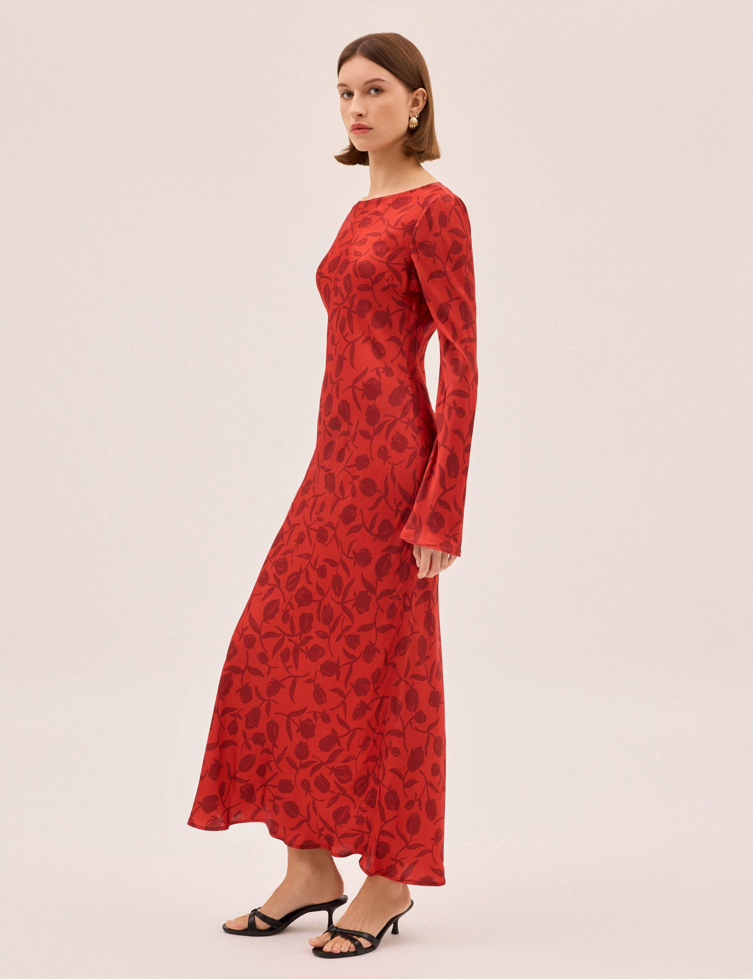 Floral Slash Neck Midaxi Column Dress 4 of 5