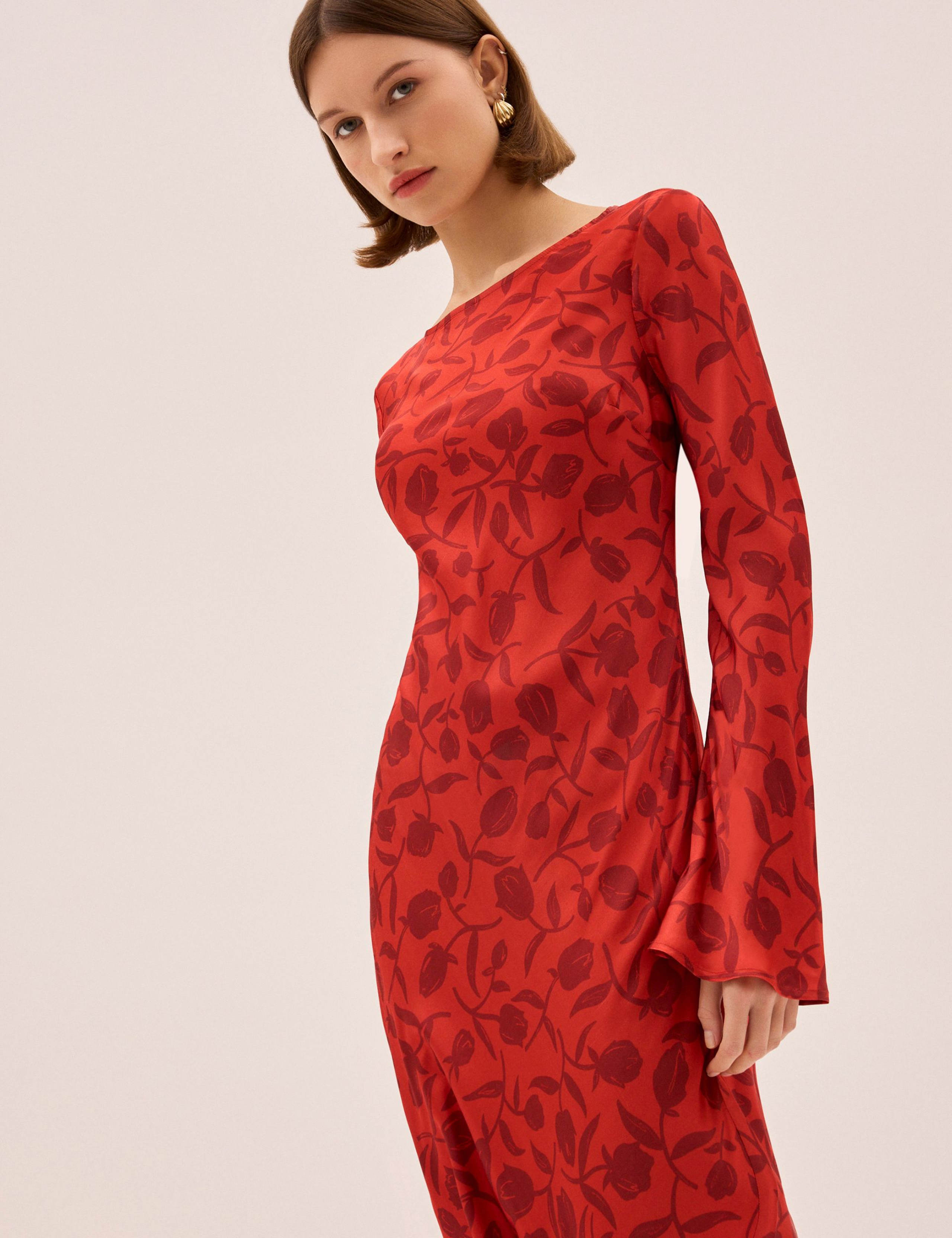 Floral Slash Neck Midaxi Column Dress 5 of 5