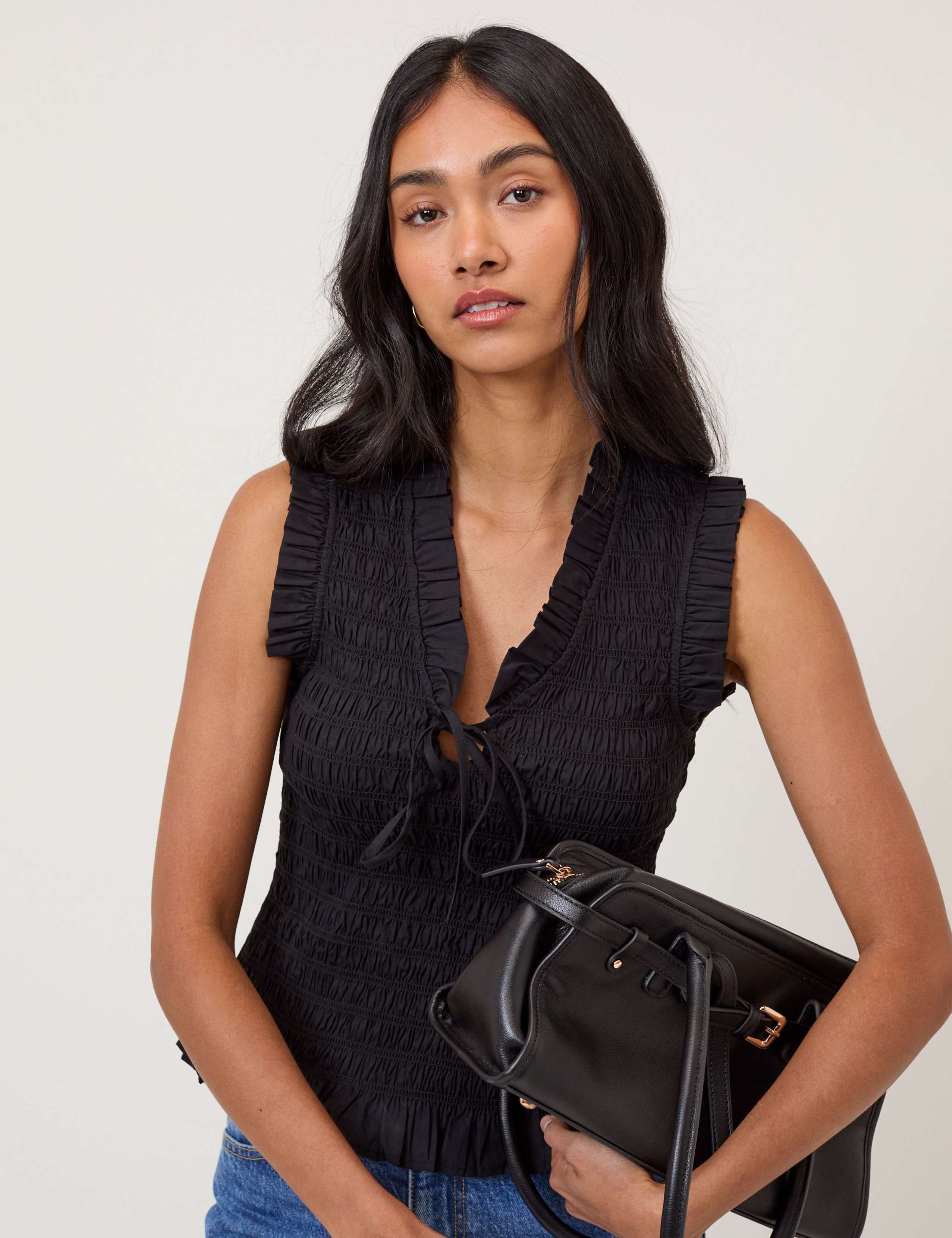 Pure Cotton V-Neck Fitted Top 4 of 5