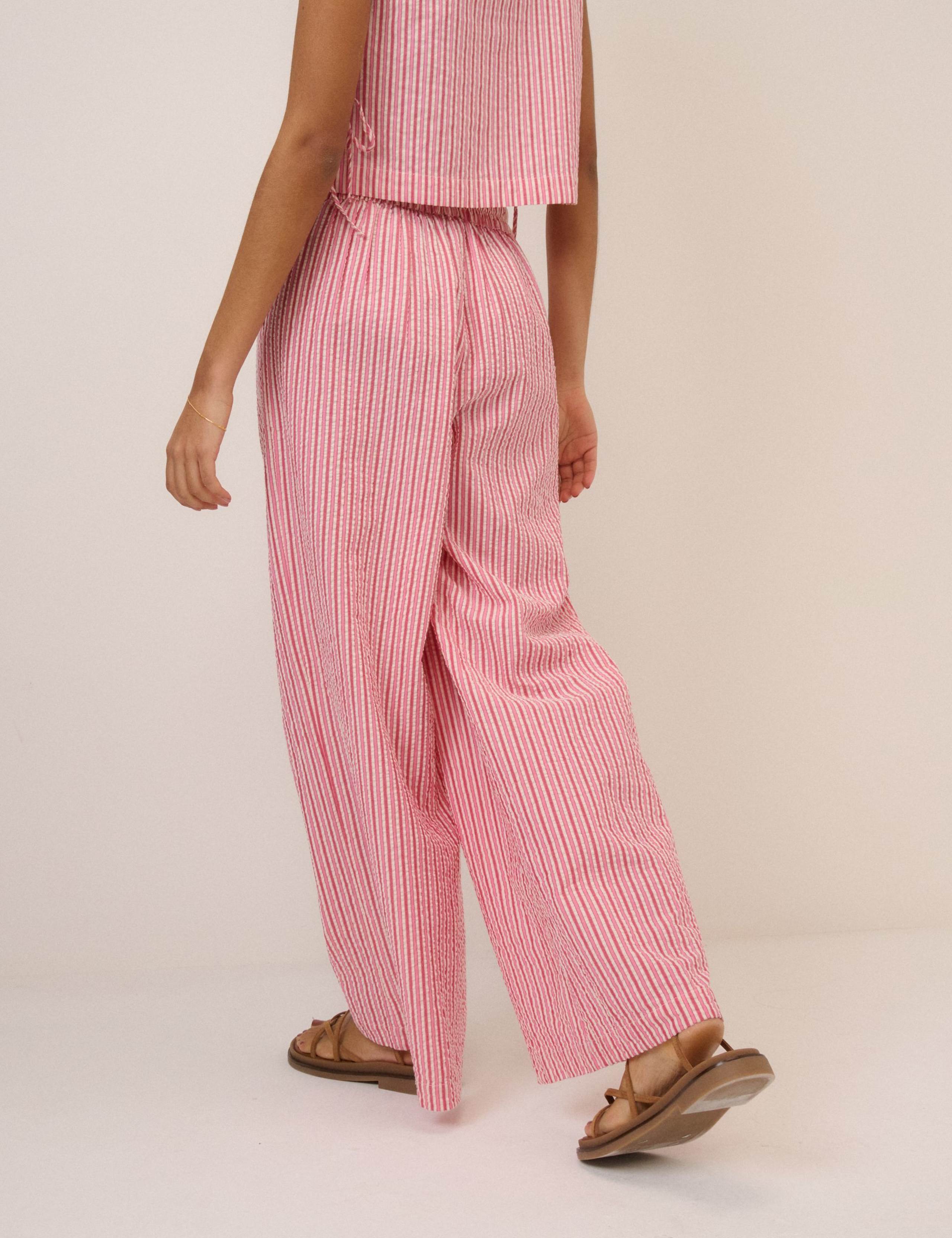 Pure Cotton Striped Straight Leg Trousers 6 of 7
