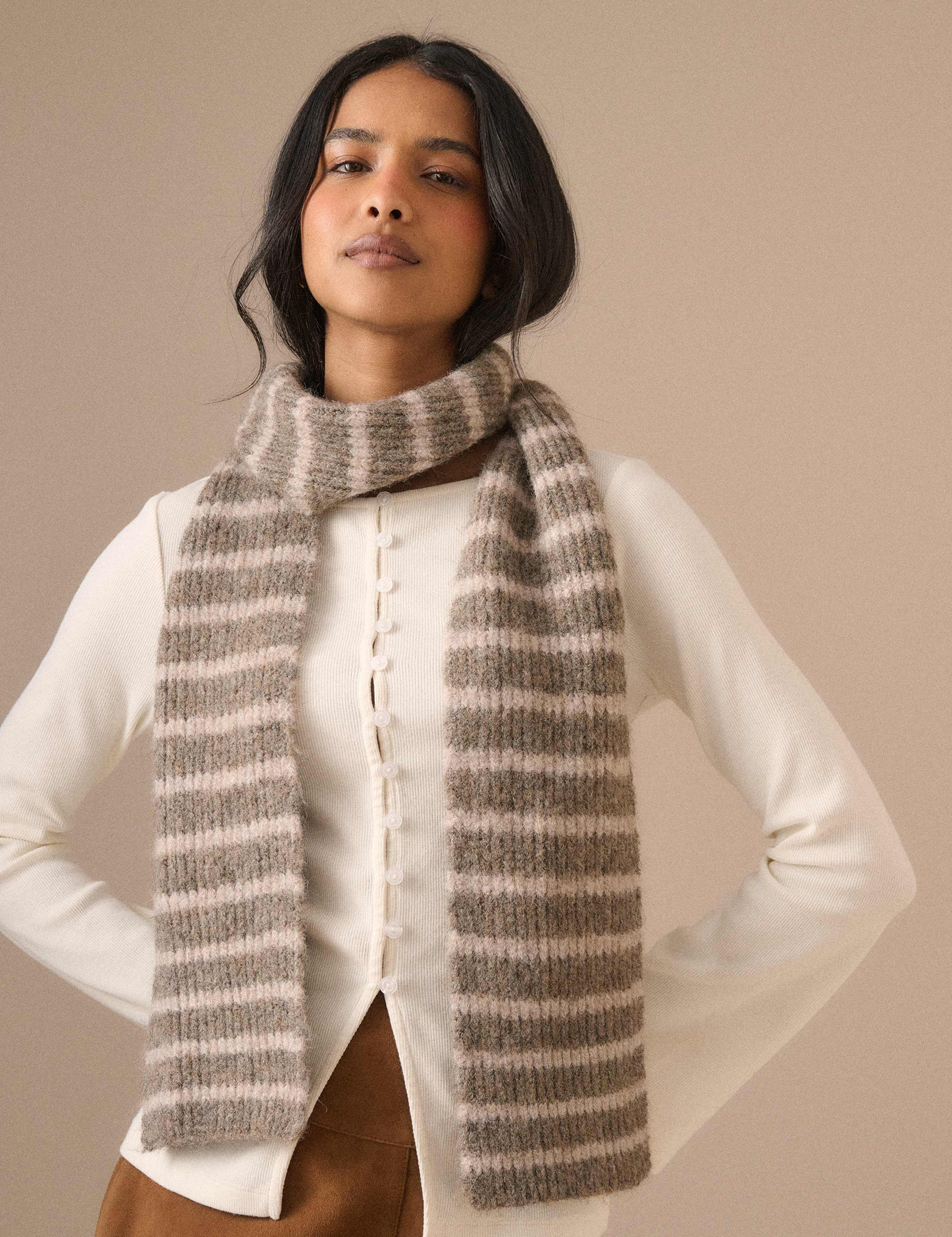 Knitted Striped Scarf 1 of 5