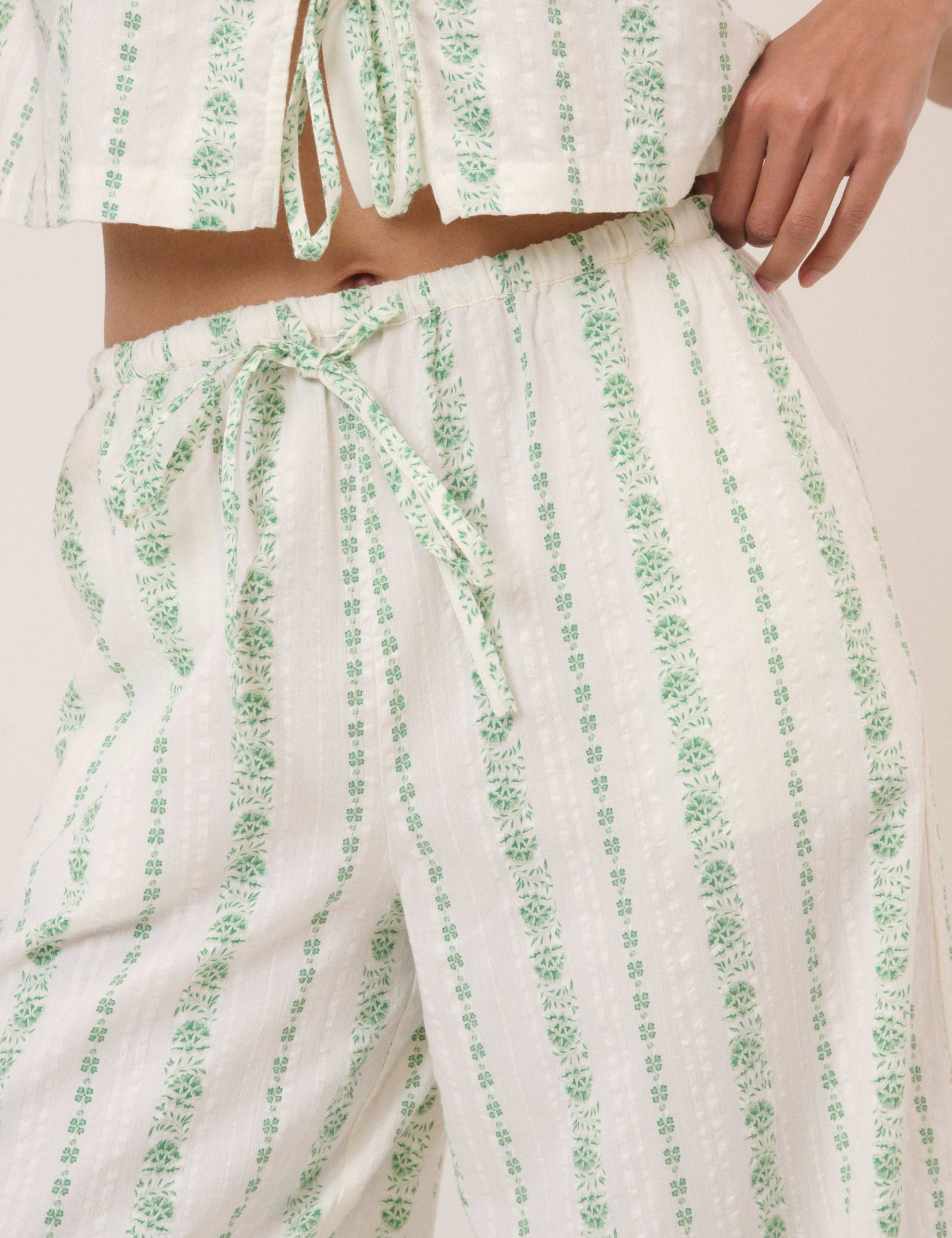 Pure Cotton Striped Wide Leg Trousers 3 of 5