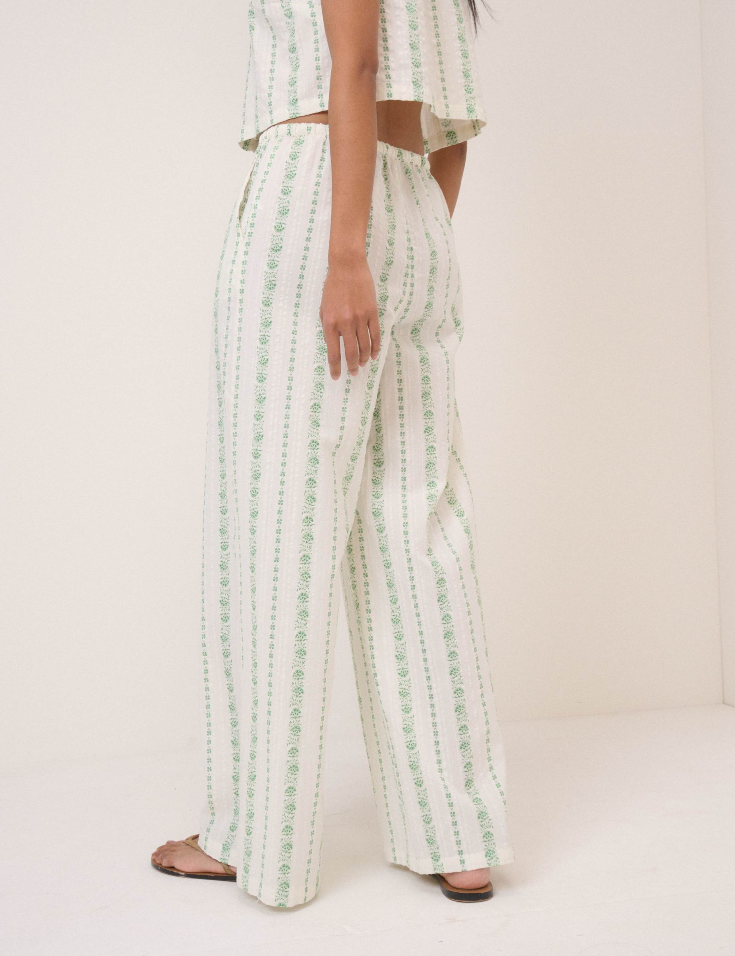 Pure Cotton Striped Wide Leg Trousers 4 of 5