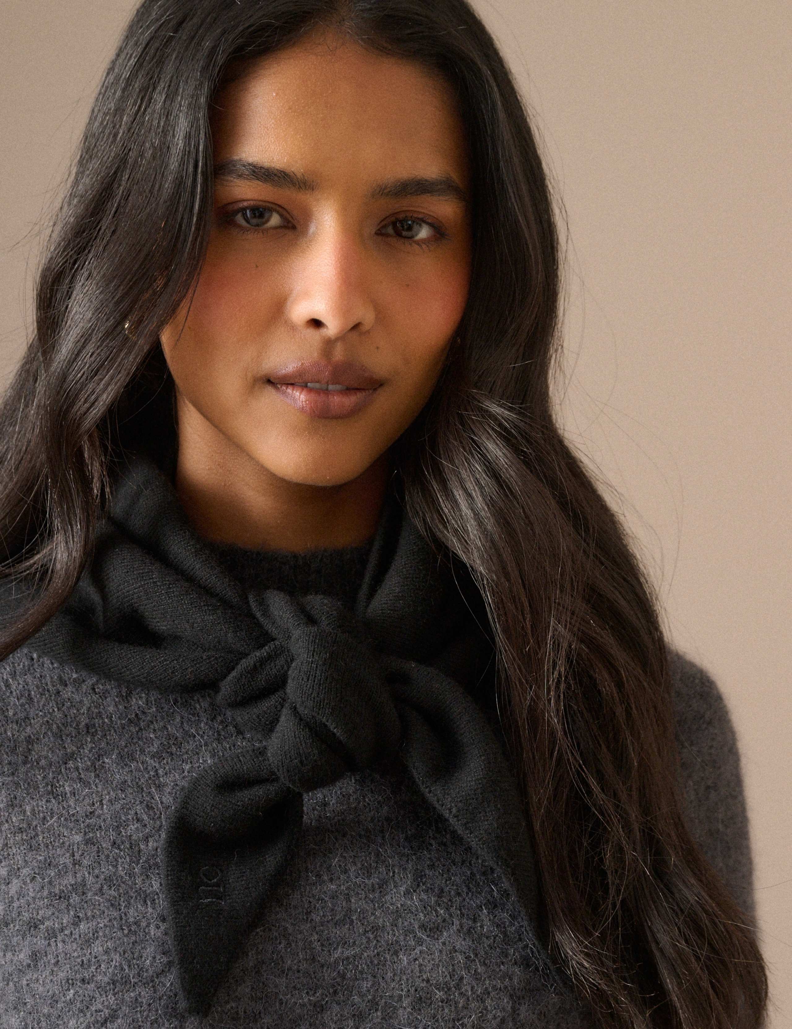 Wool Blend Knitted Triangle Scarf 3 of 5