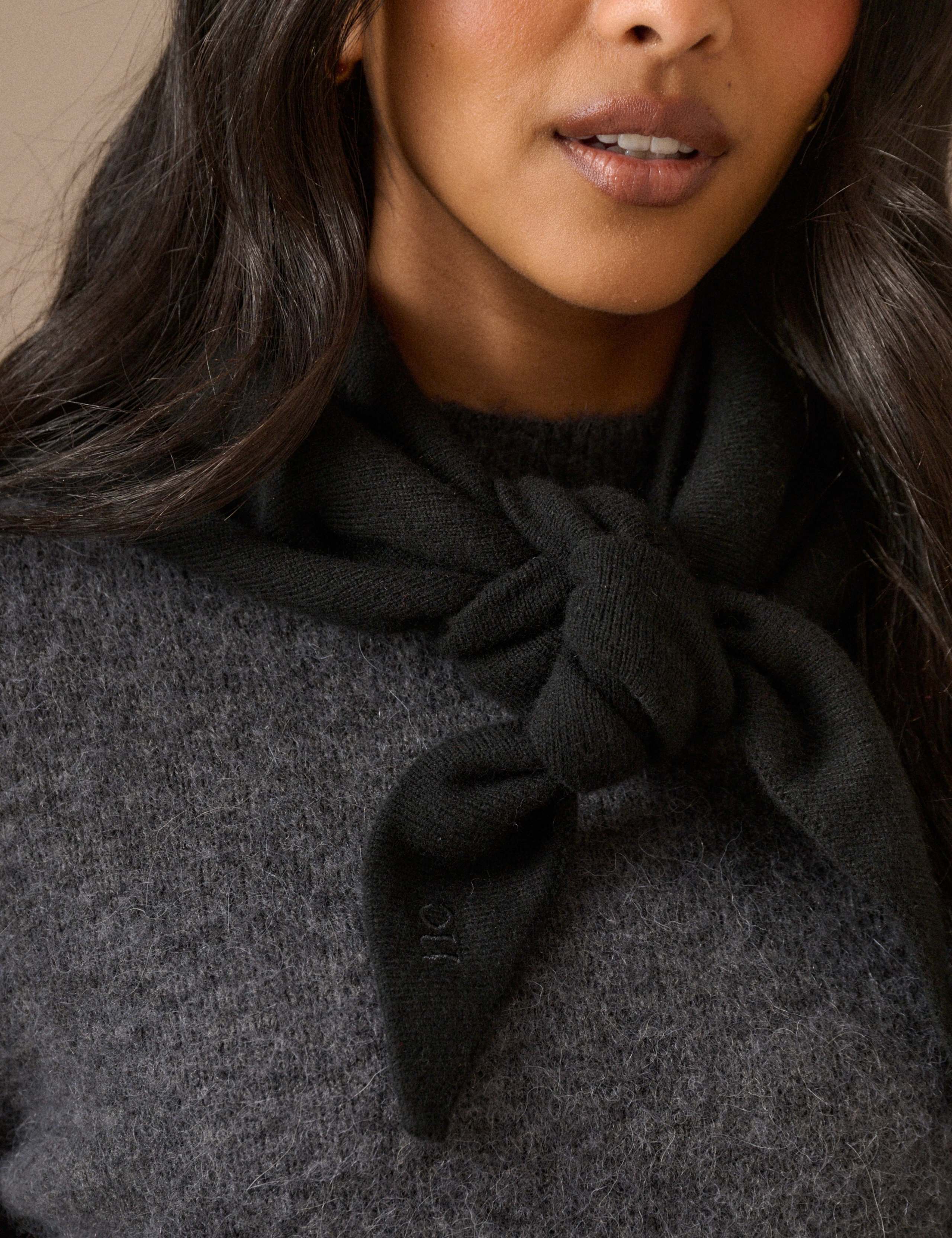 Wool Blend Knitted Triangle Scarf 4 of 5