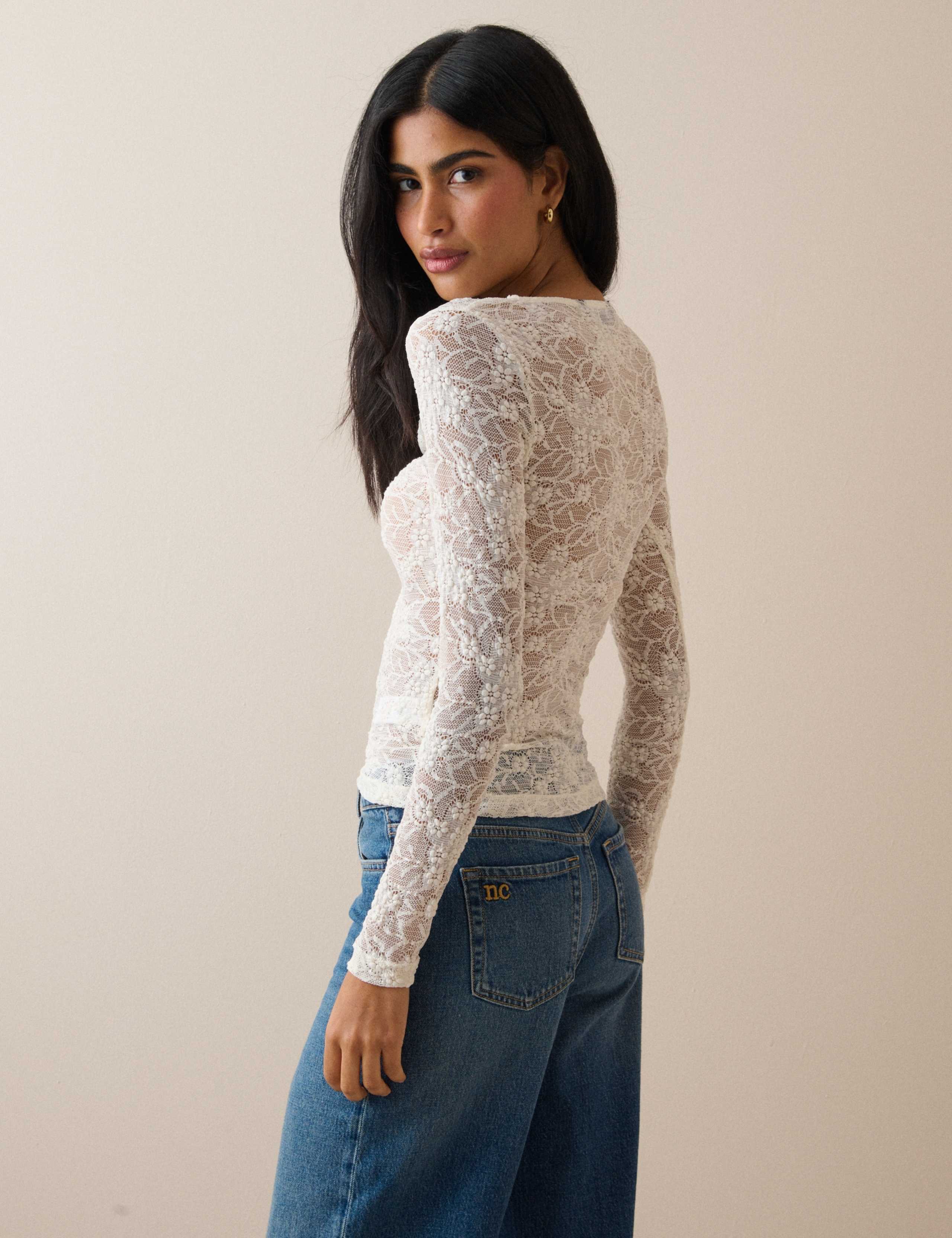 Lace Ruched Front Relaxed Top 3 of 5