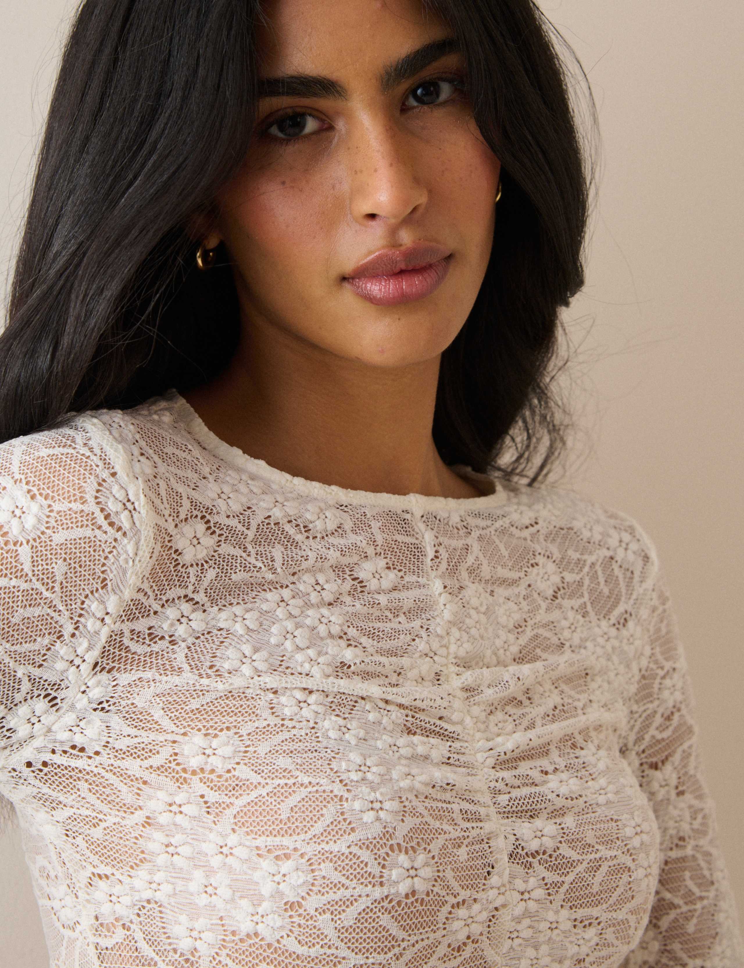 Lace Ruched Front Relaxed Top 4 of 5