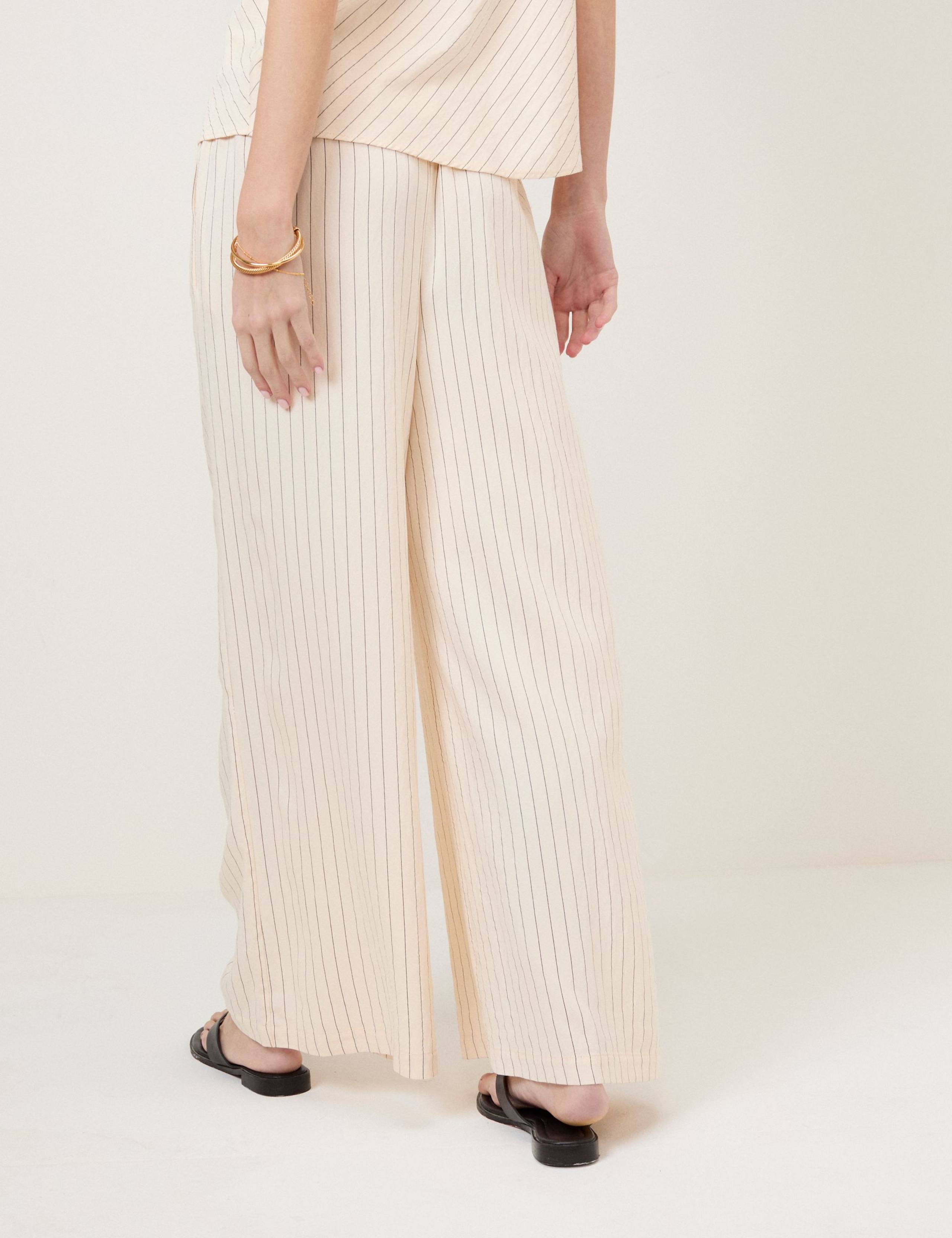 Striped Elasticated Waist Wide Leg Trousers 2 of 5
