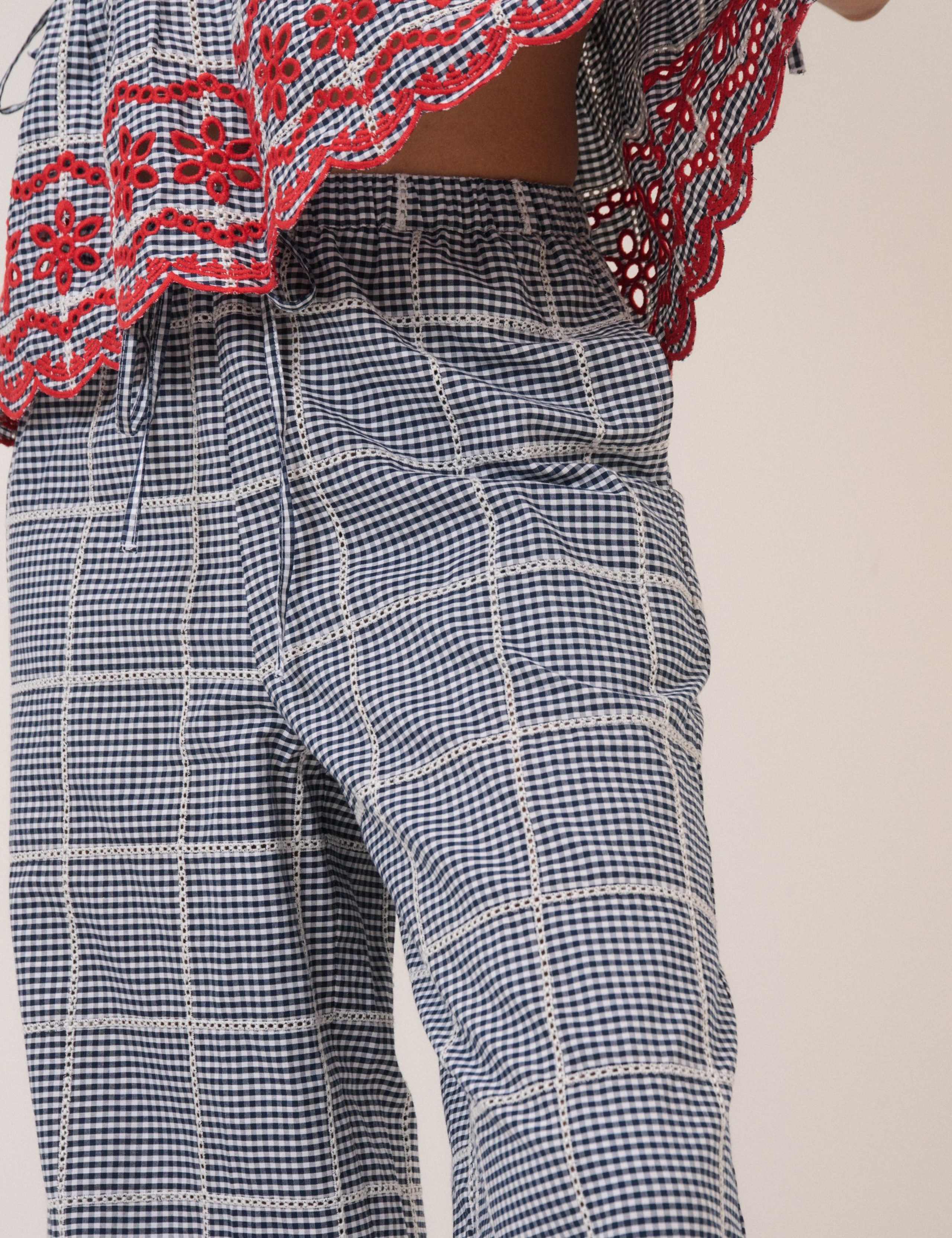 Pure Cotton Checked Cropped Trousers 6 of 6