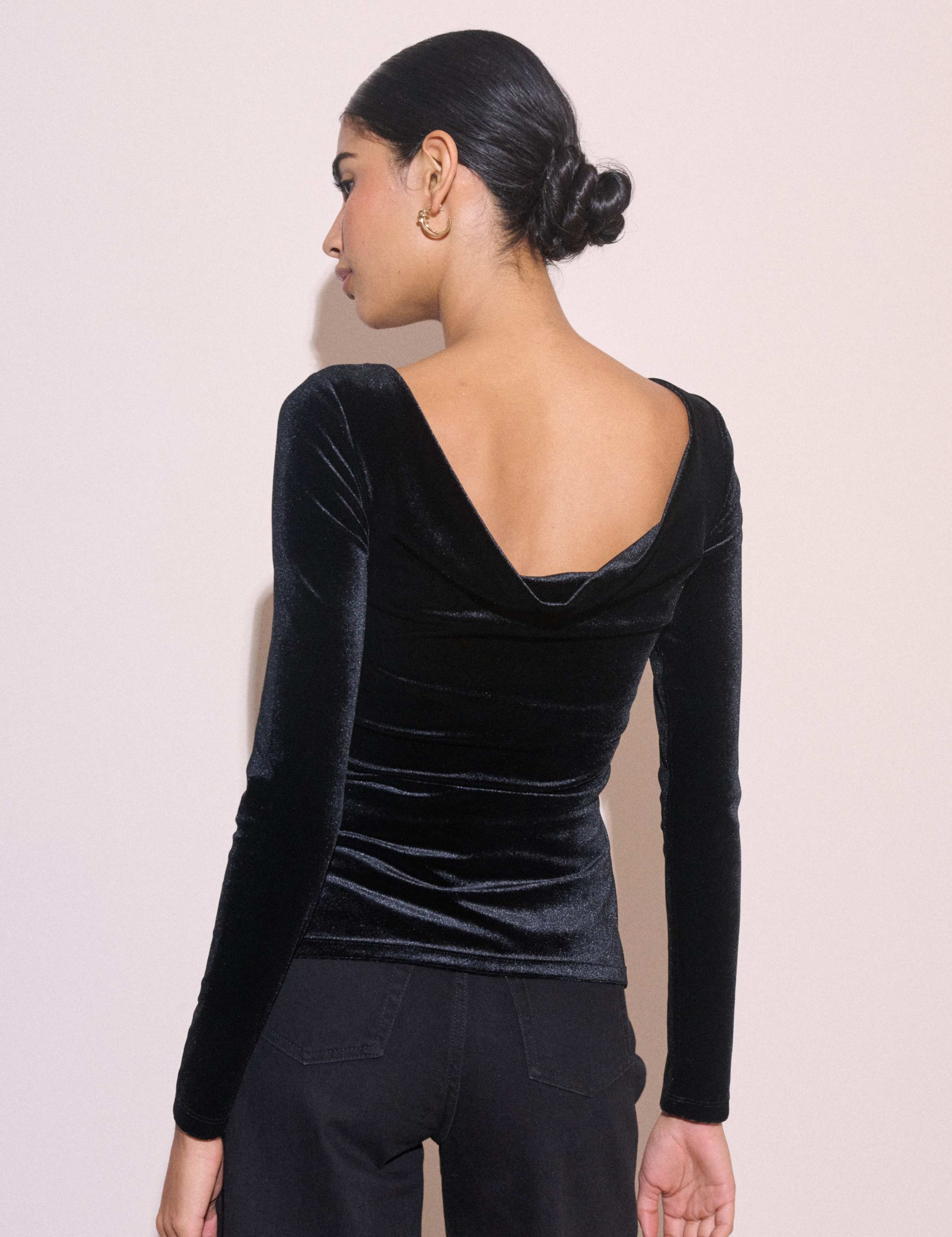 Velvet Cowl Back Fitted Top 3 of 5