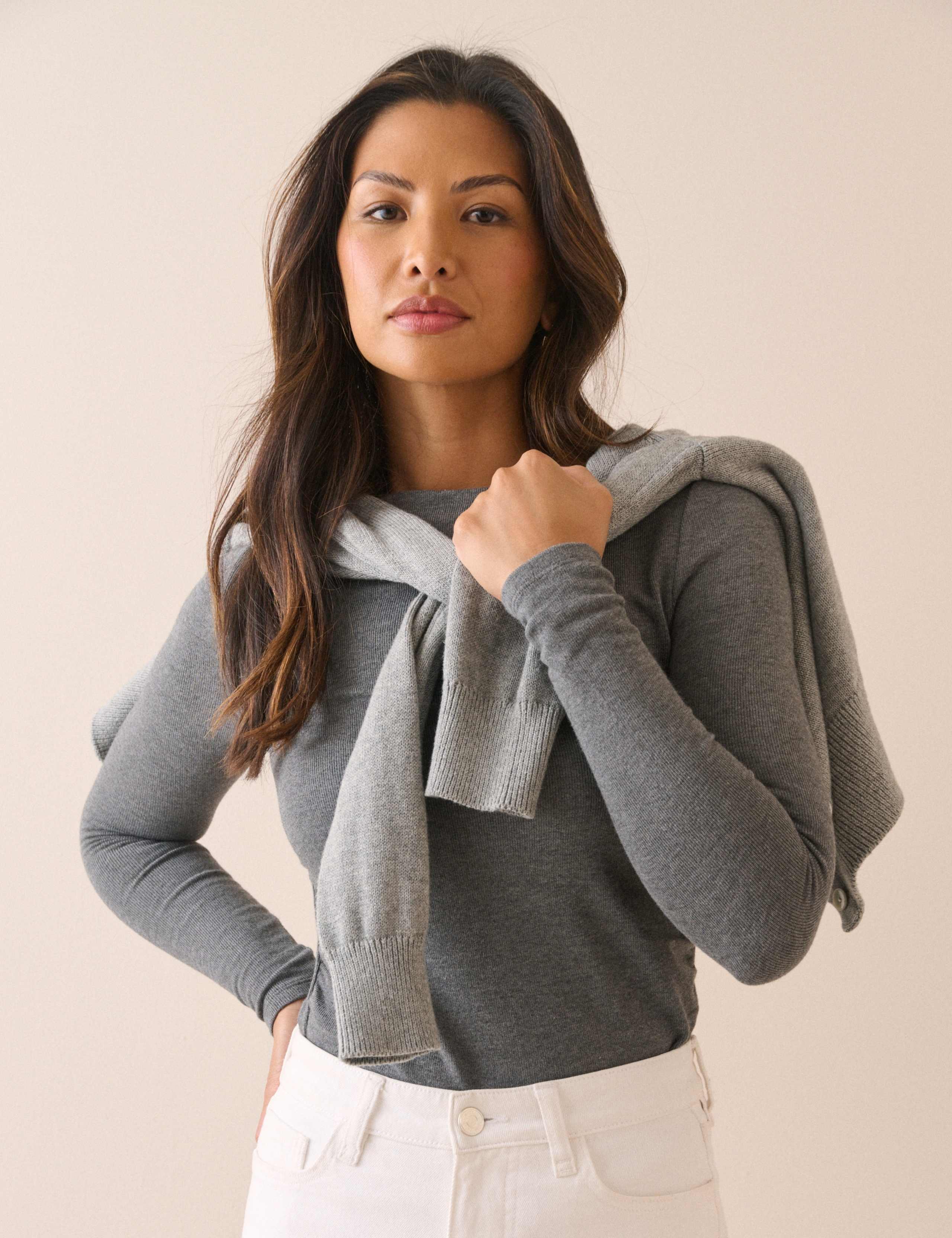 Ruched High Neck Top with Modal 2 of 5
