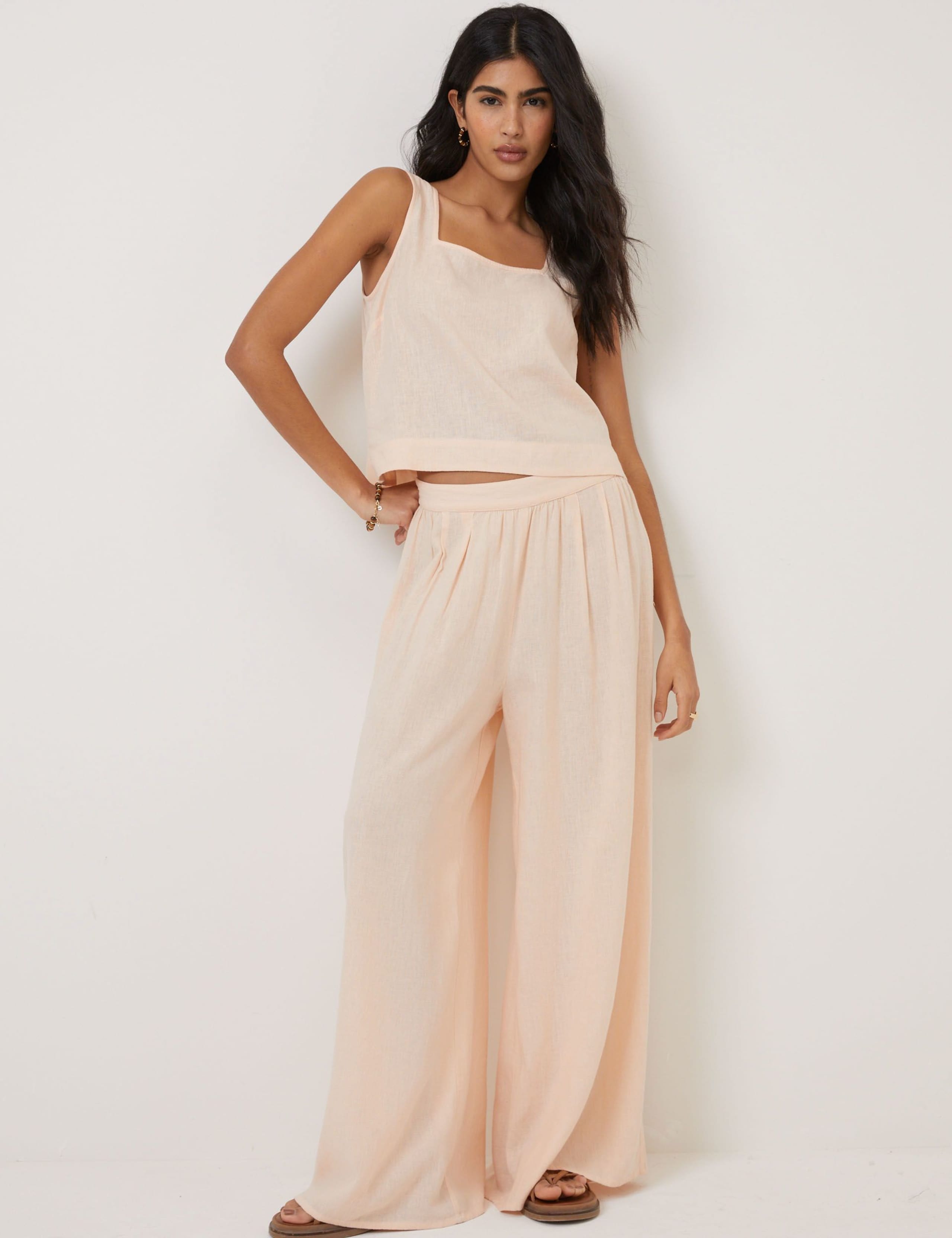 Linen Rich Wide Leg Trousers 3 of 6