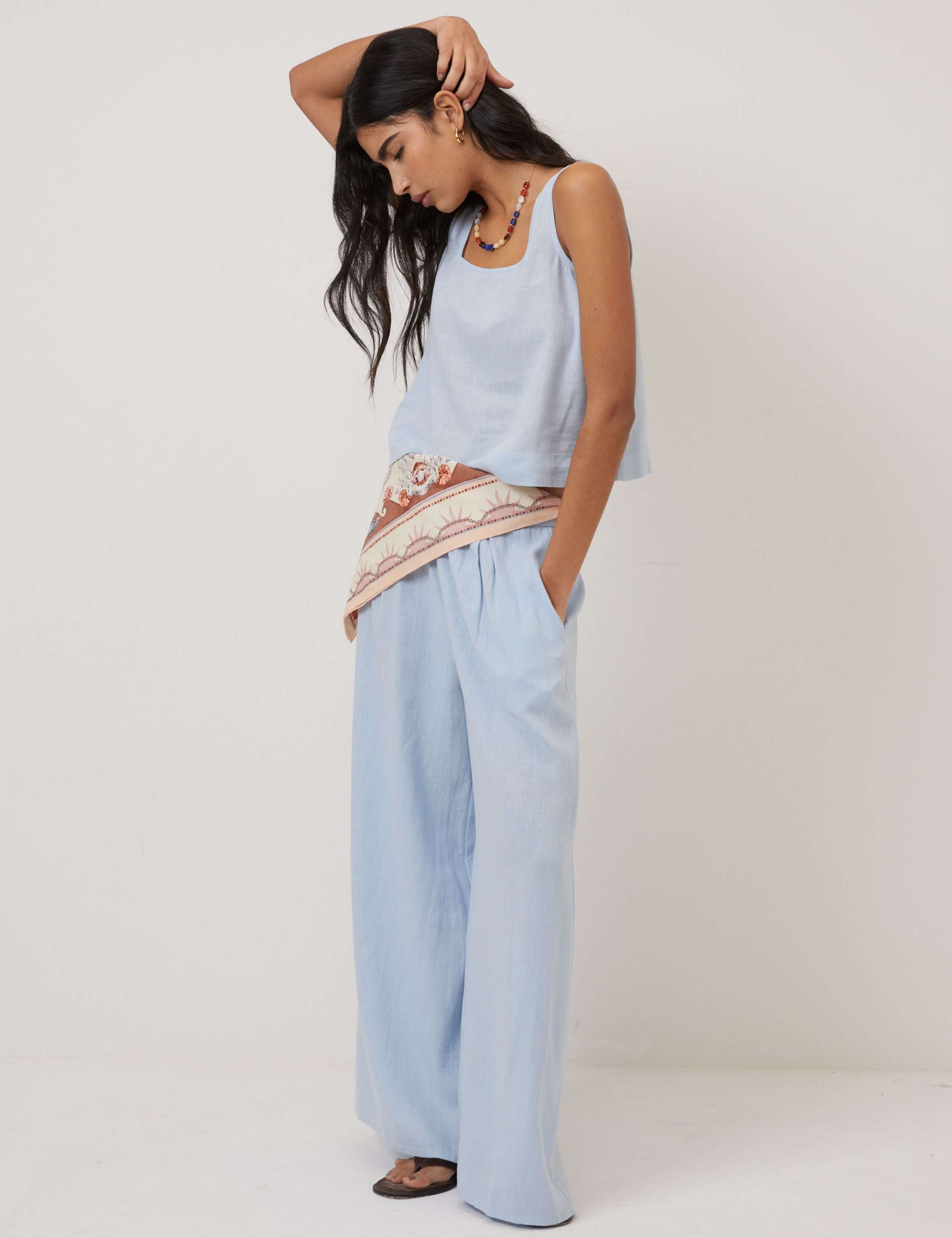 Linen Rich Wide Leg Trousers 1 of 5