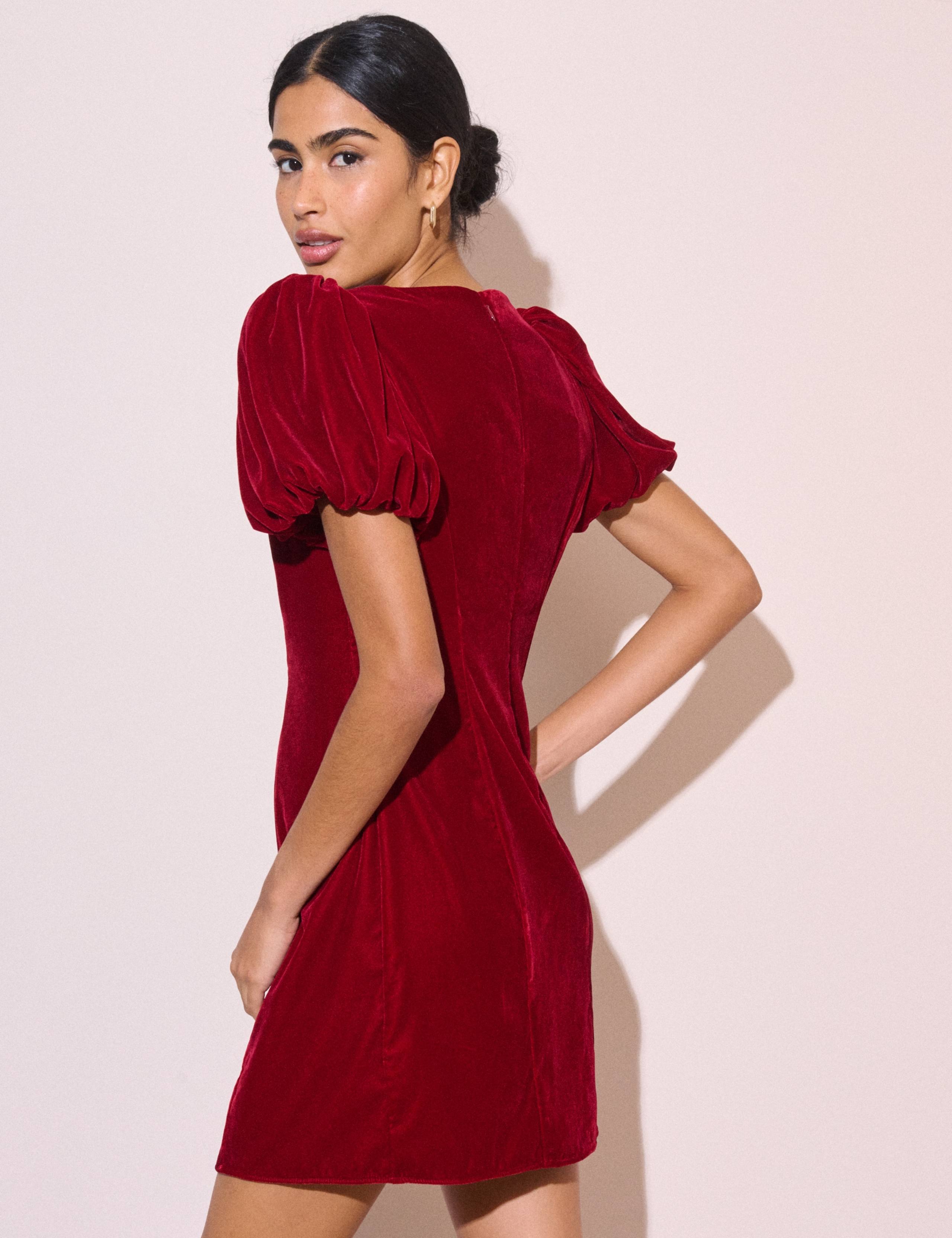 Crew Neck Zip Up Mini Flared Dress 2 of 5