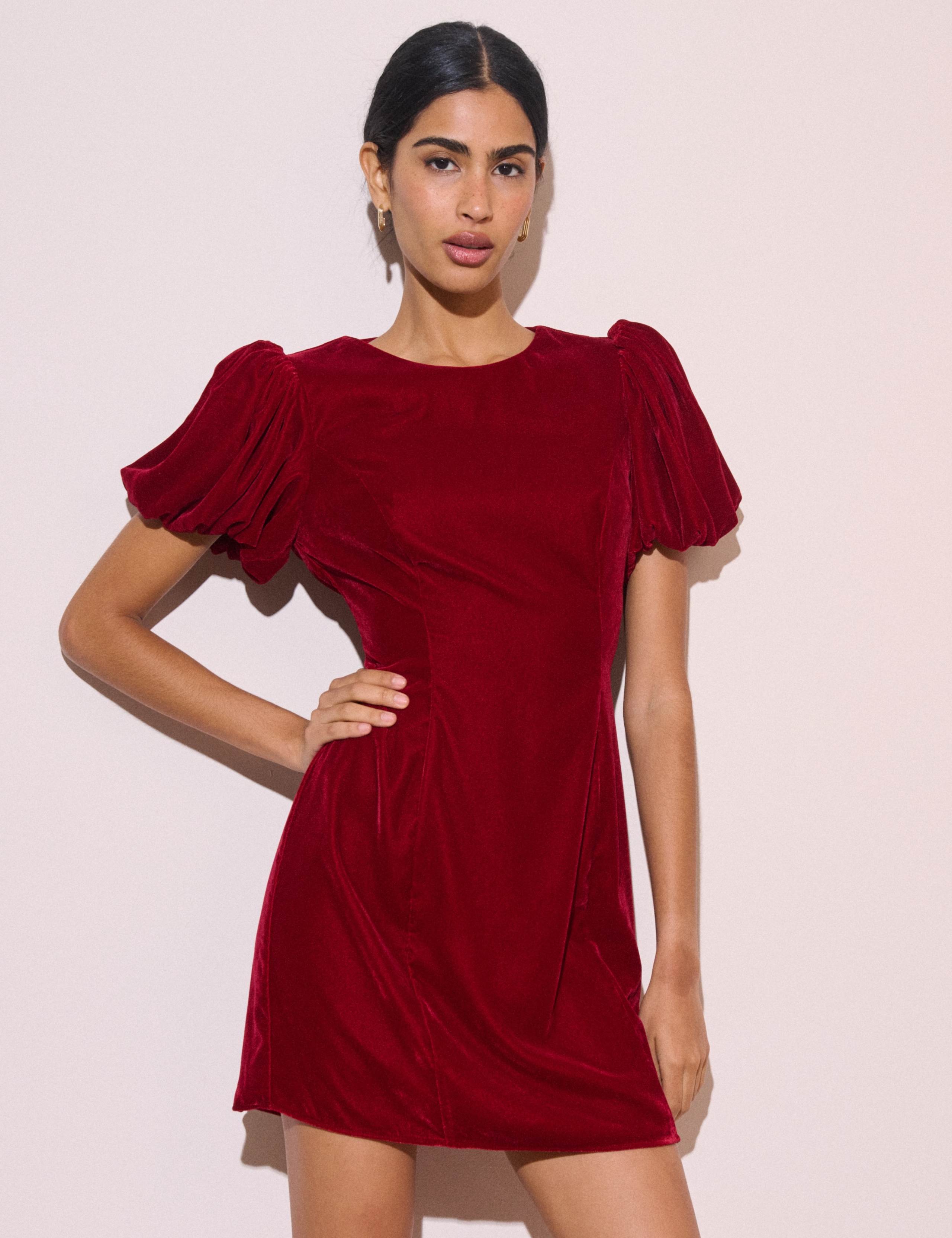 Crew Neck Zip Up Mini Flared Dress 4 of 5