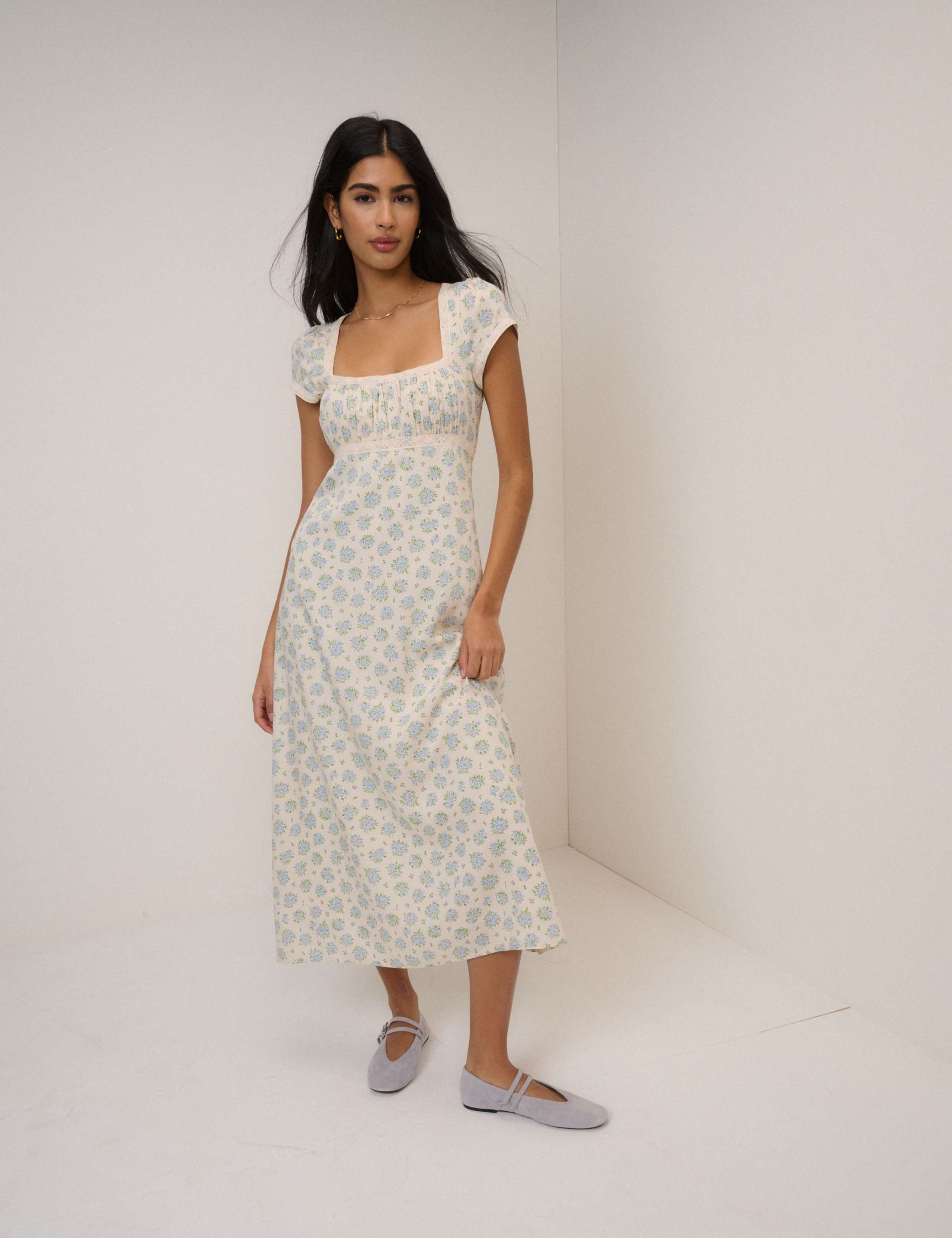 Pure Cotton Floral Bandeau Midi Dress 2 of 6