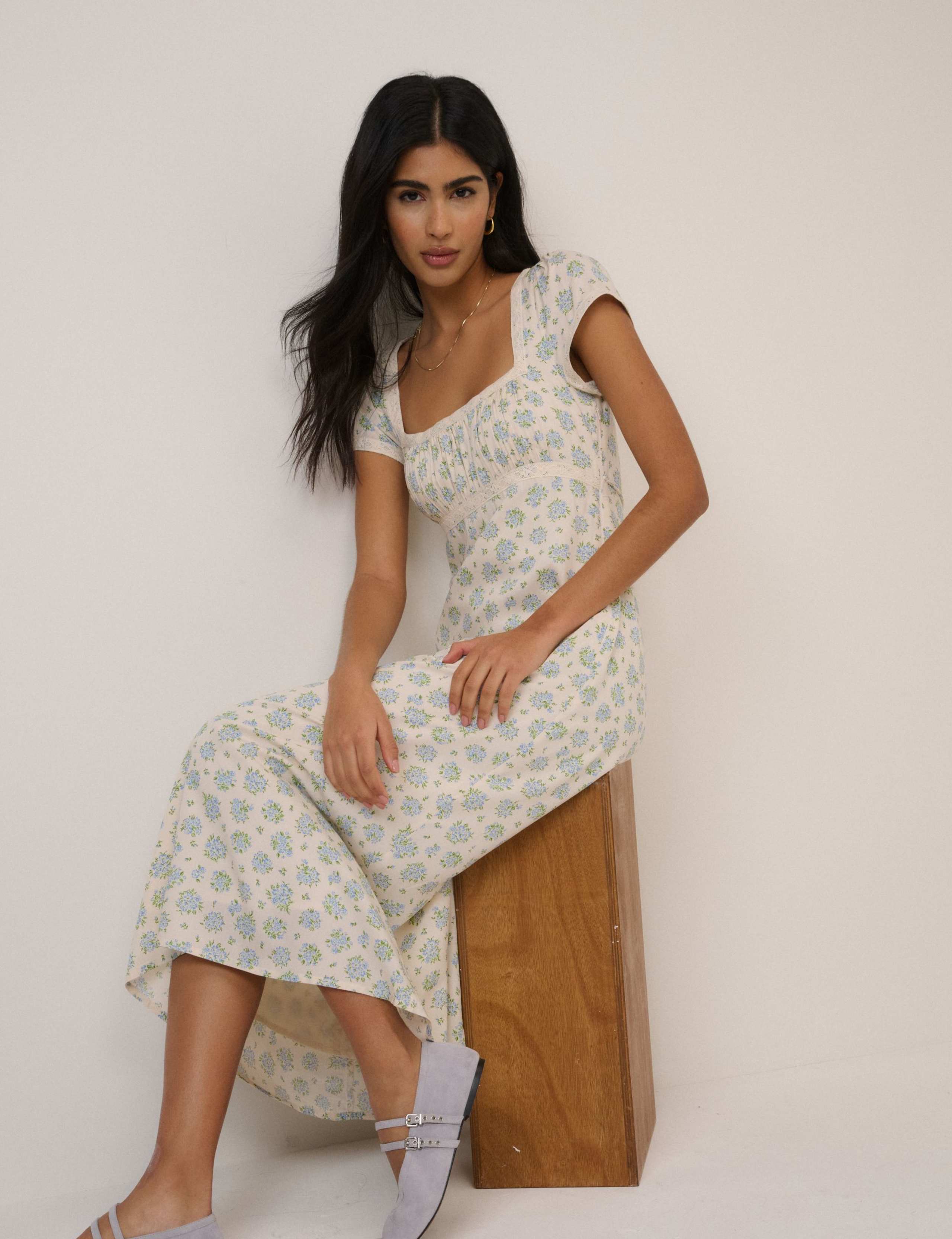Pure Cotton Floral Bandeau Midi Dress 3 of 6
