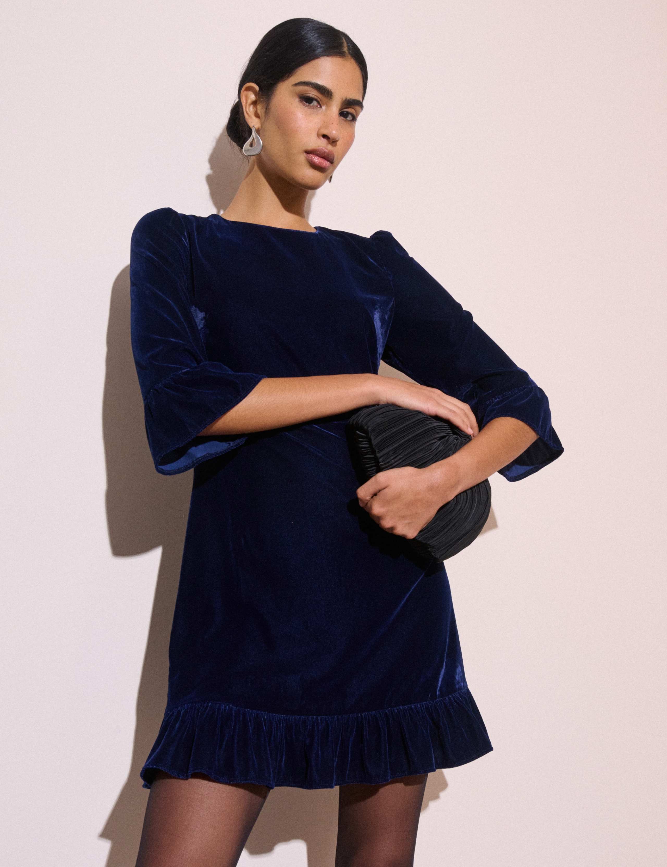 Crew Neck Zip Up Mini Tea Dress 1 of 5