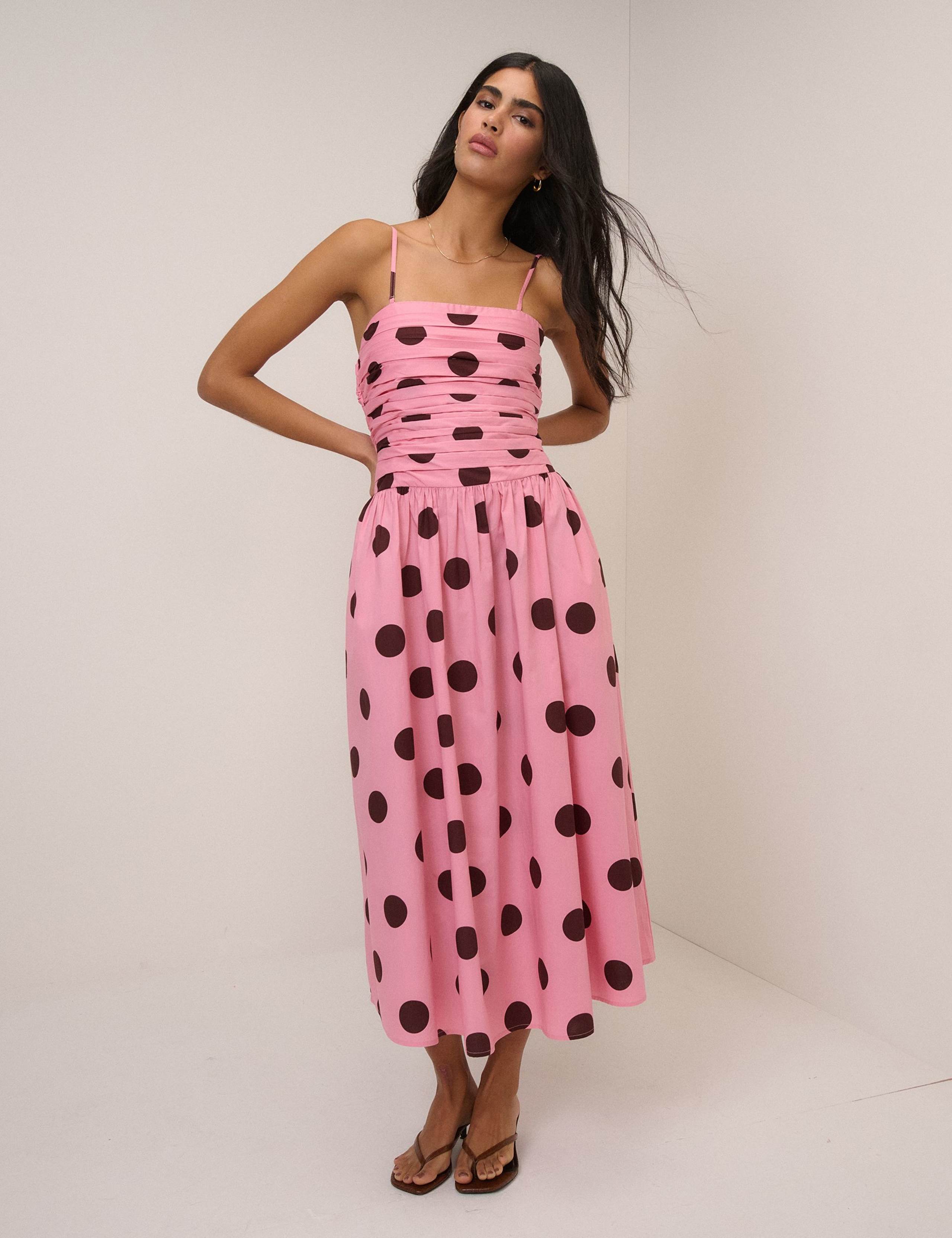 Pure Cotton Midi Waisted Dress 1 of 5