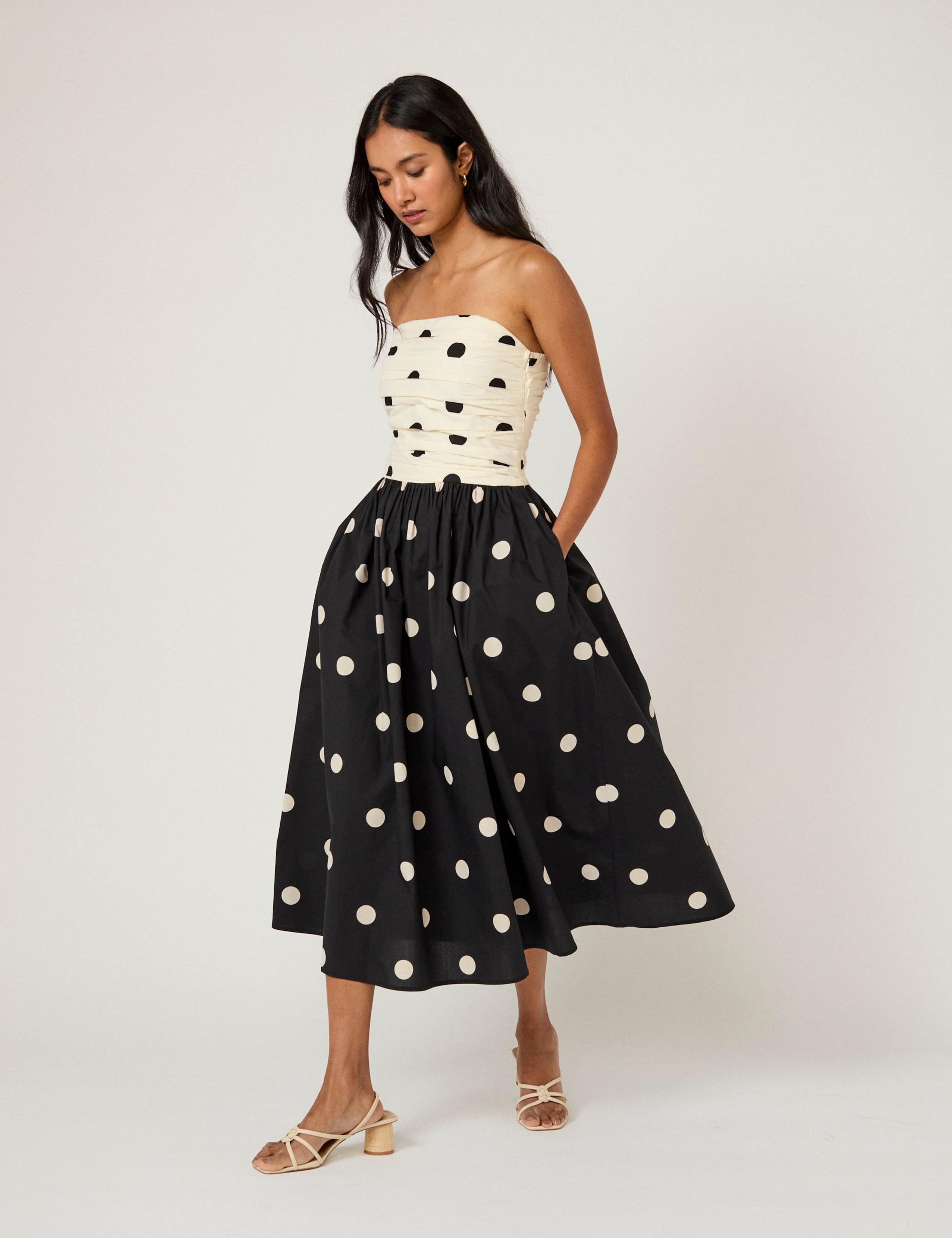 Pure Cotton Midi Waisted Dress 2 of 5