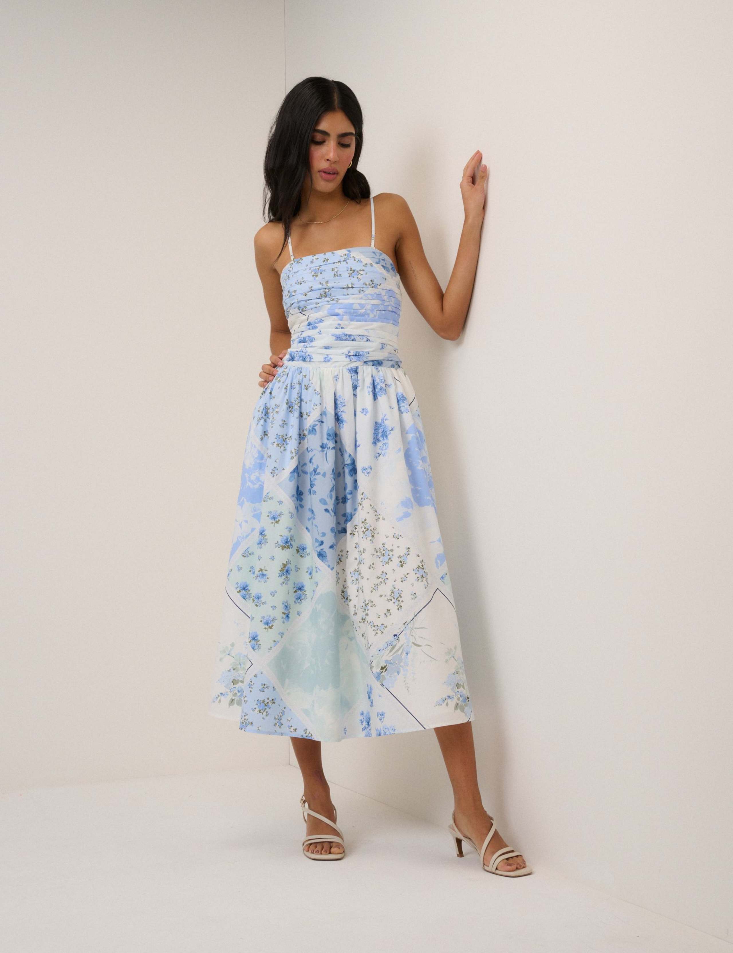 Pure Cotton Midi Waisted Dress 2 of 5