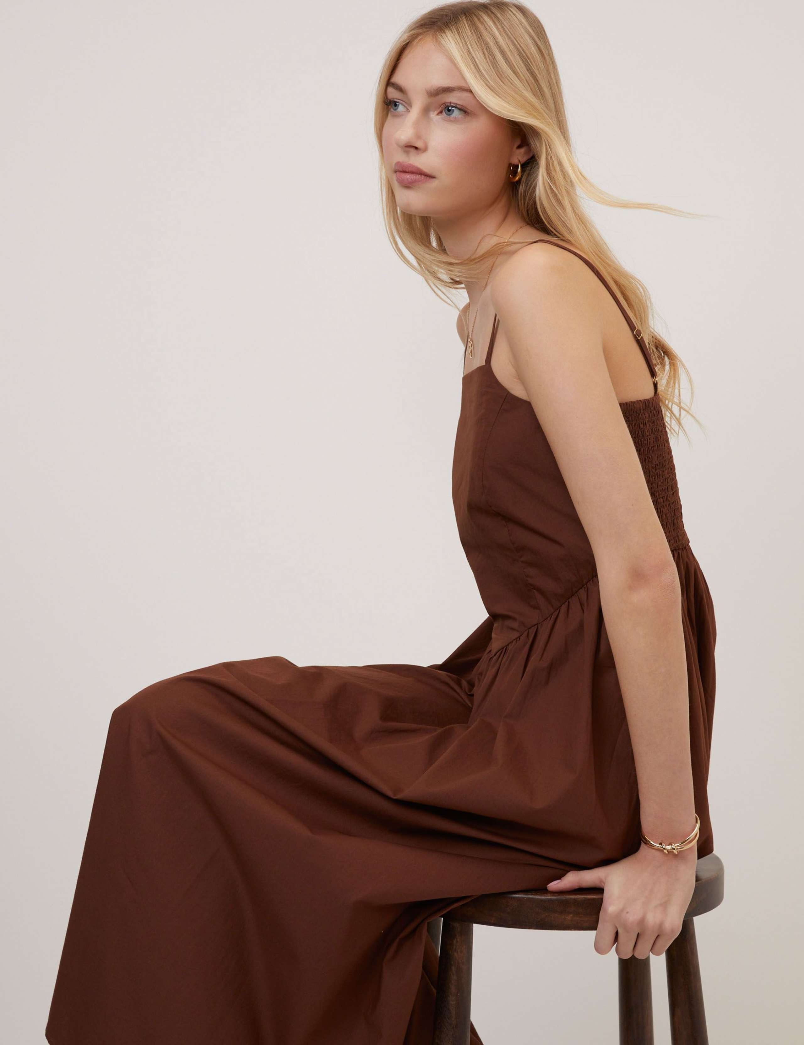 Pure Cotton Strappy Midi Waisted Dress 2 of 5