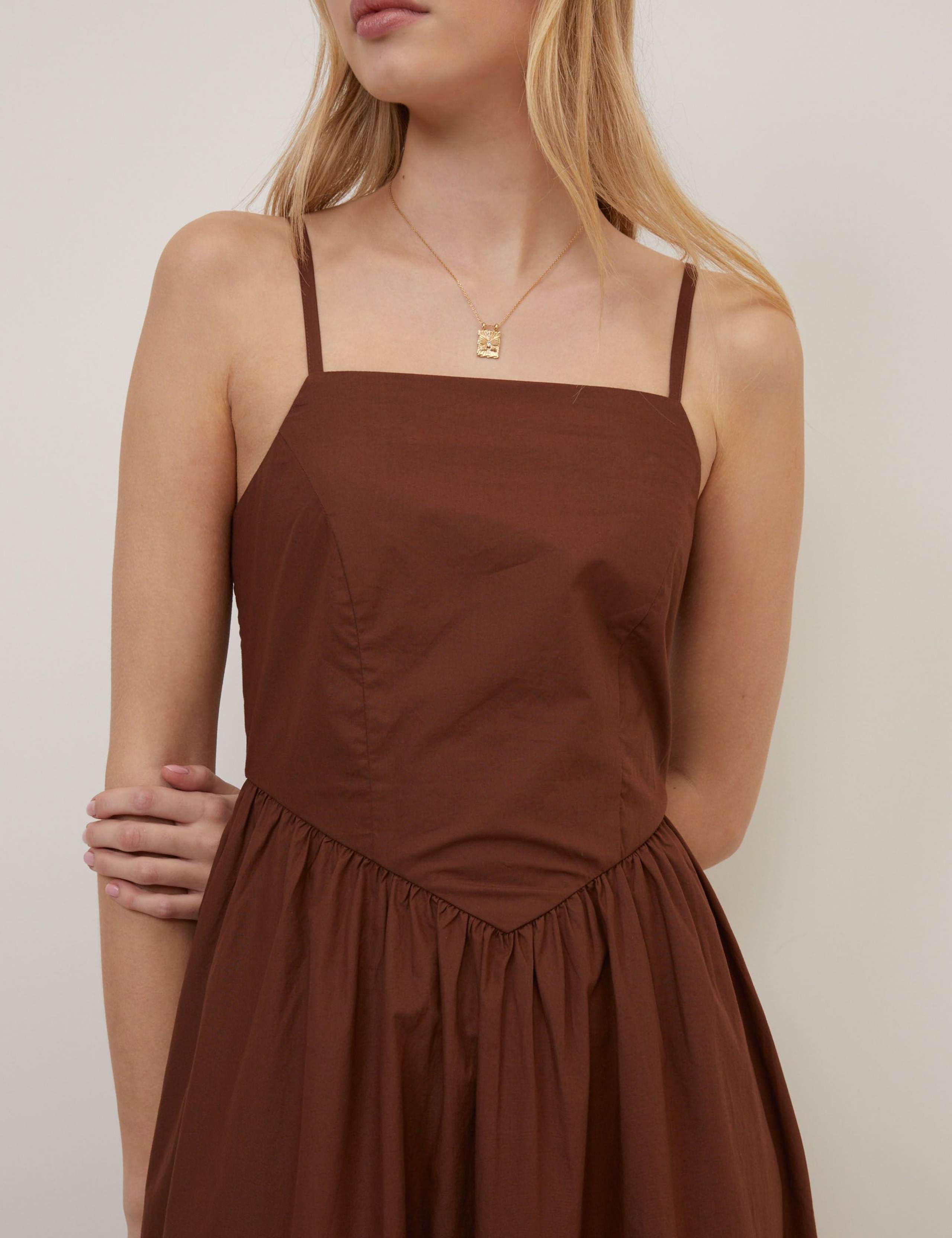 Pure Cotton Strappy Midi Waisted Dress 3 of 5
