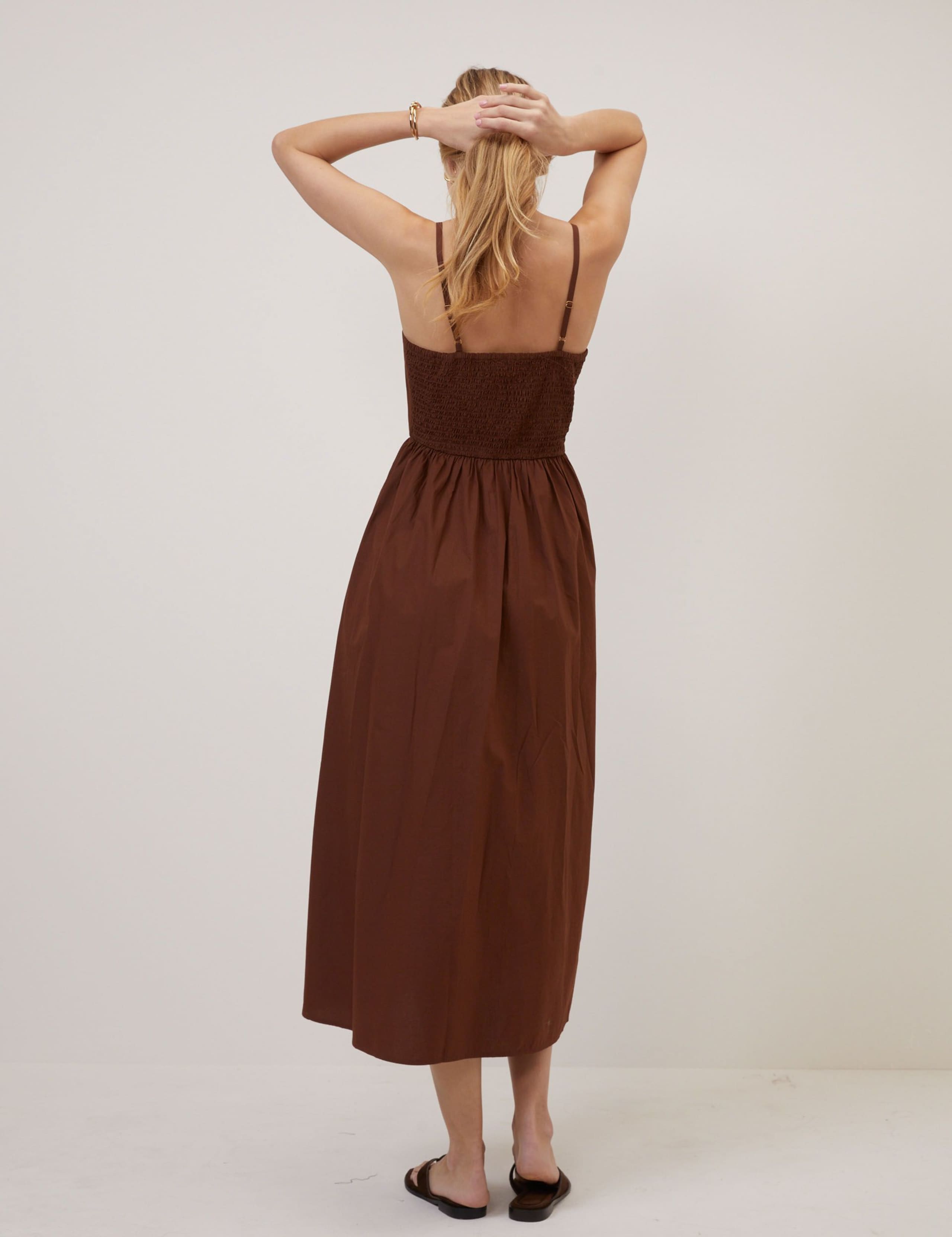 Pure Cotton Strappy Midi Waisted Dress 5 of 5