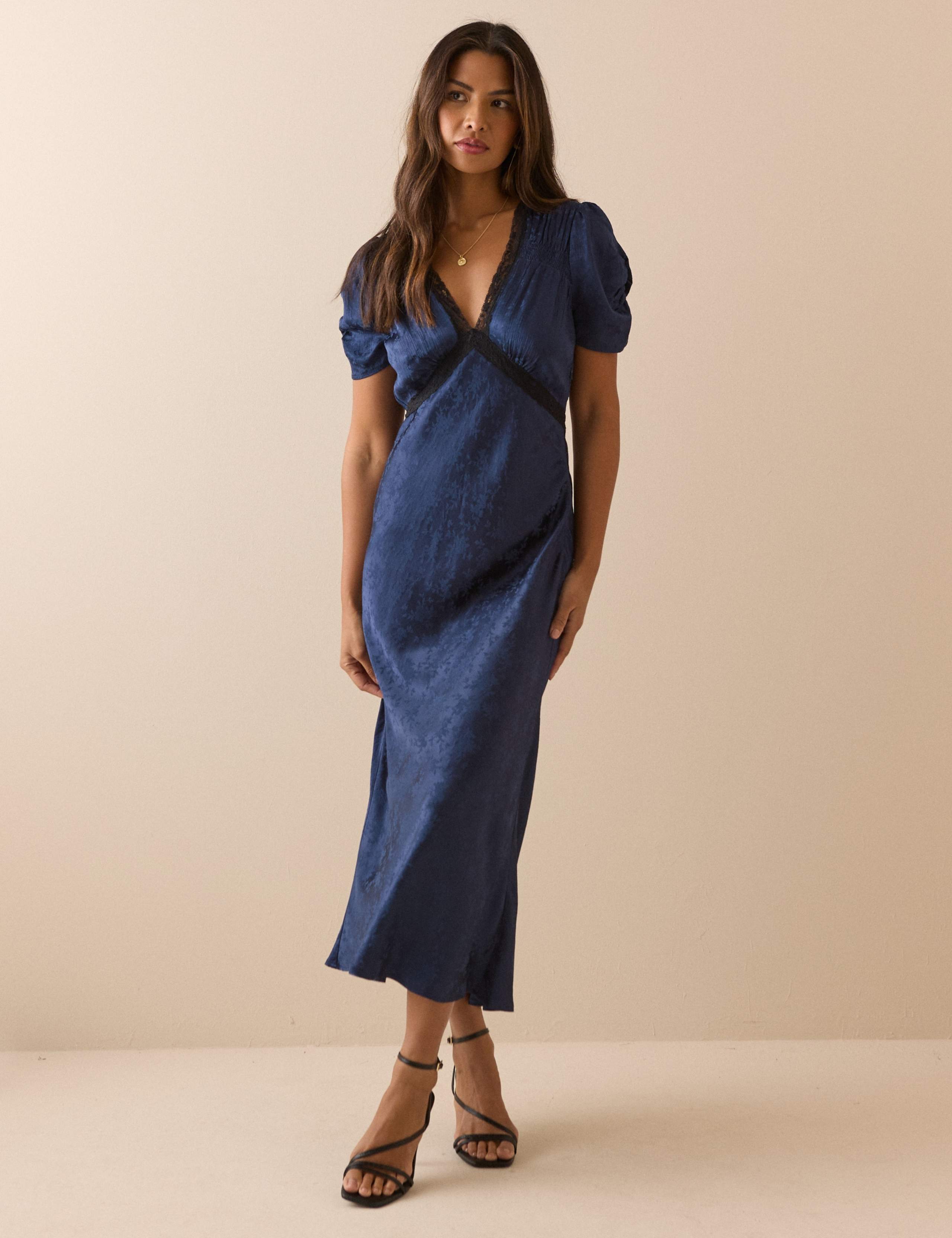 Jacquard Floral Satin Dress 1 of 5