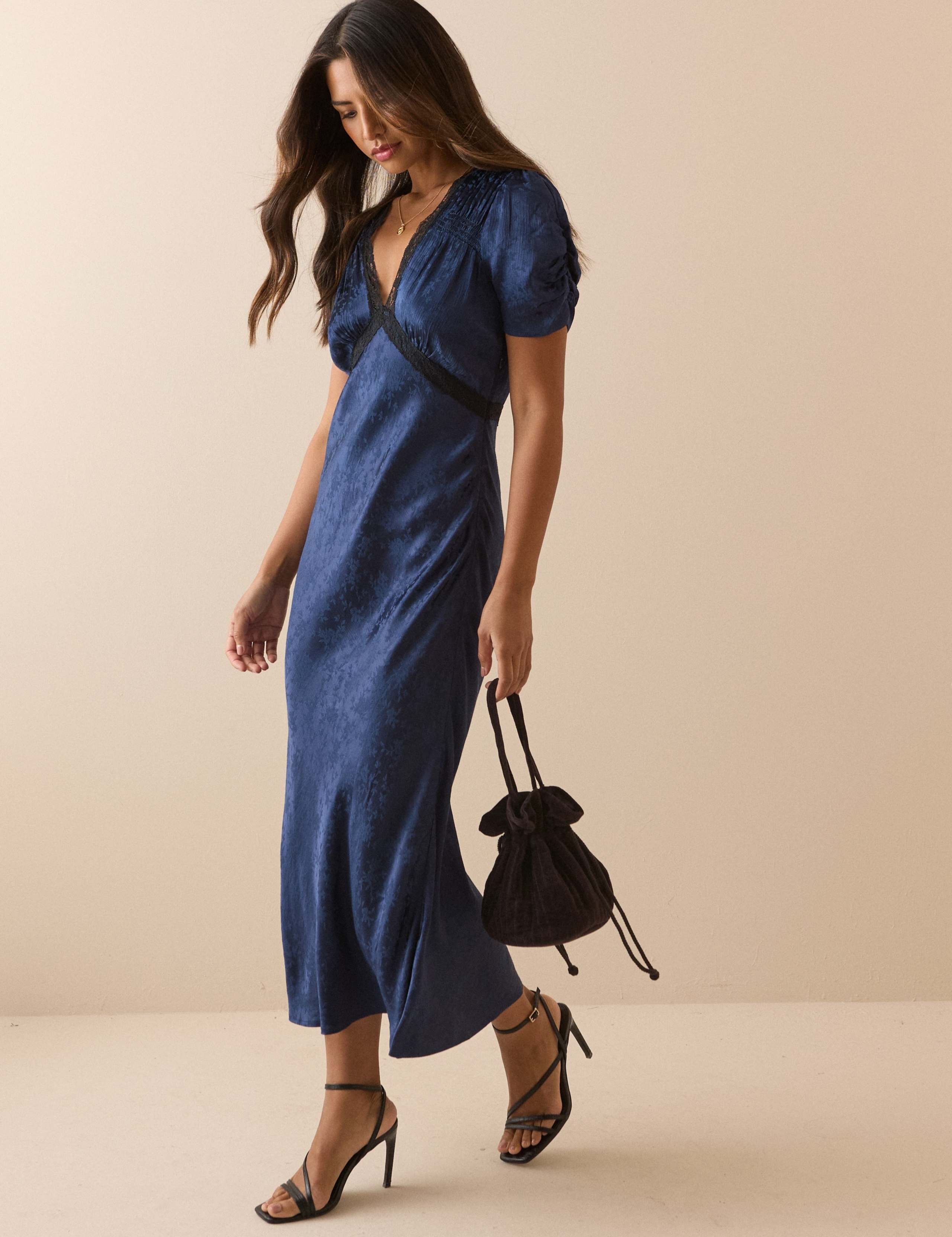 Jacquard Floral Satin Dress 2 of 5