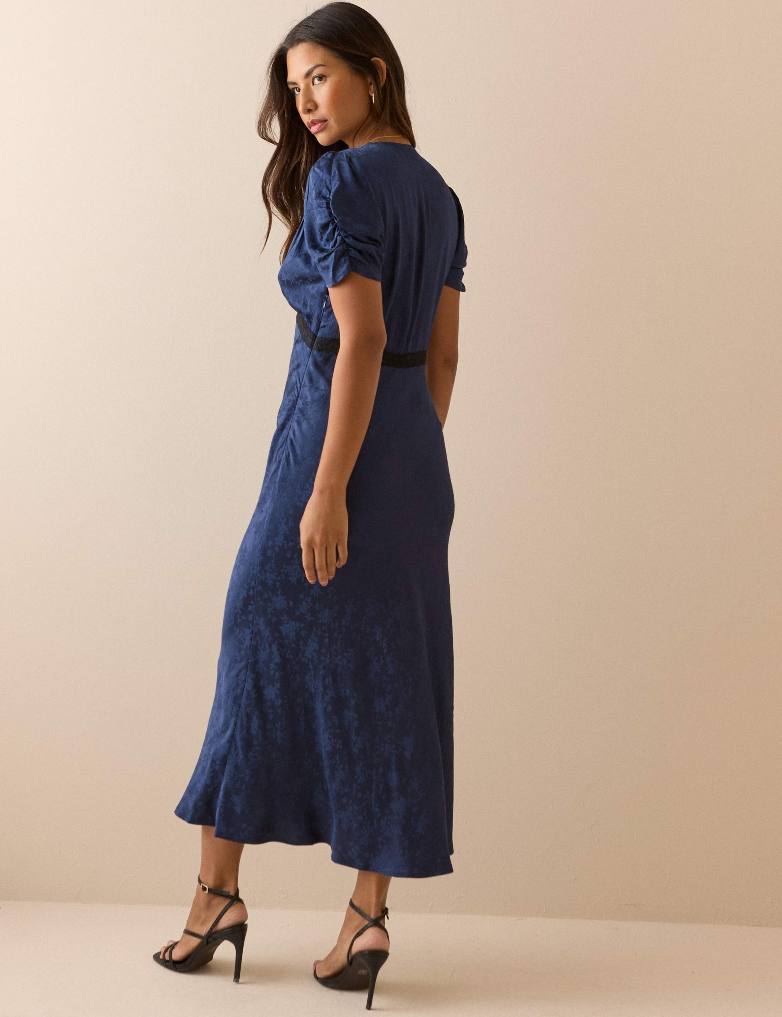 Jacquard Floral Satin Dress 3 of 5