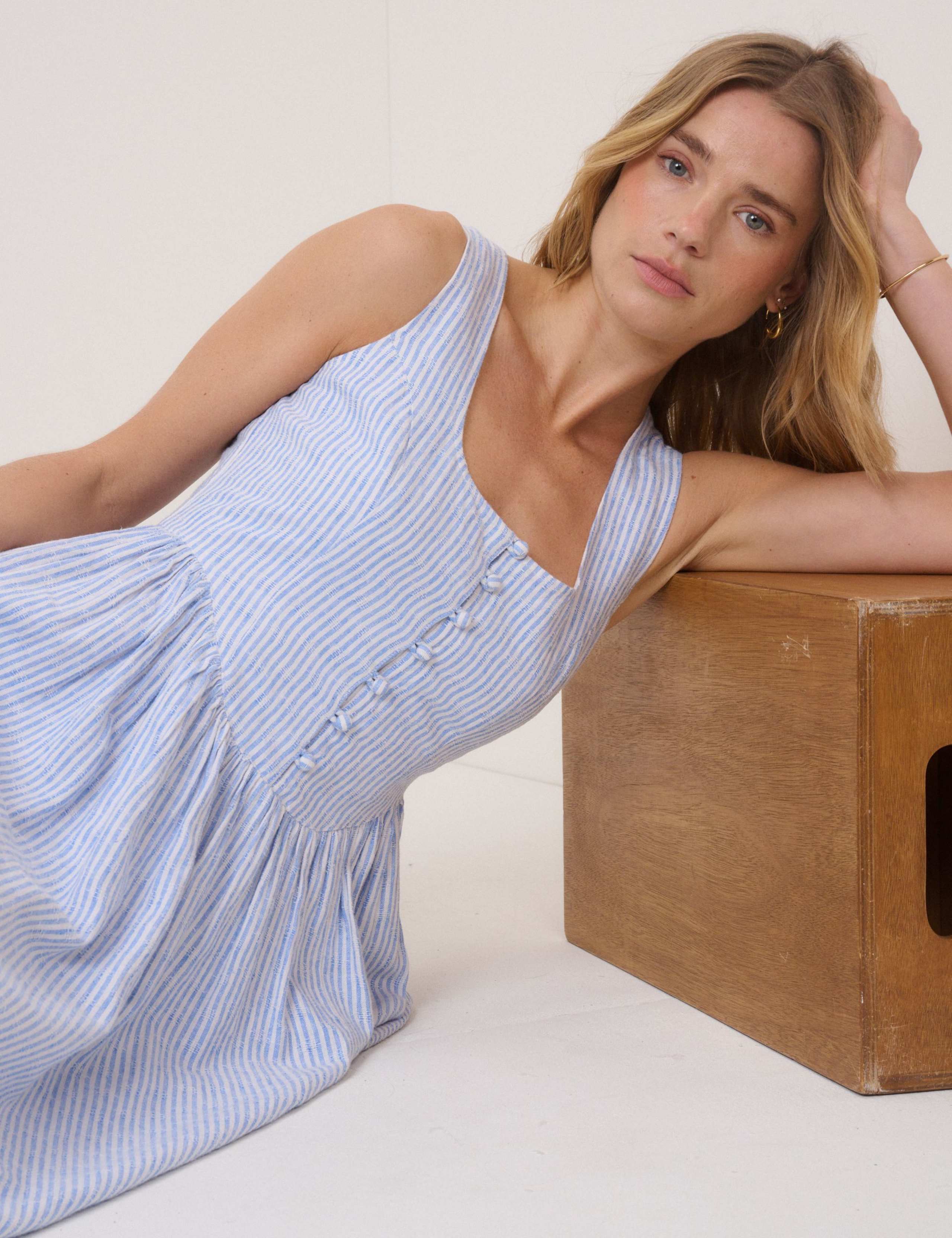 Lyocell Rich Striped Midi Skater Dress 4 of 5