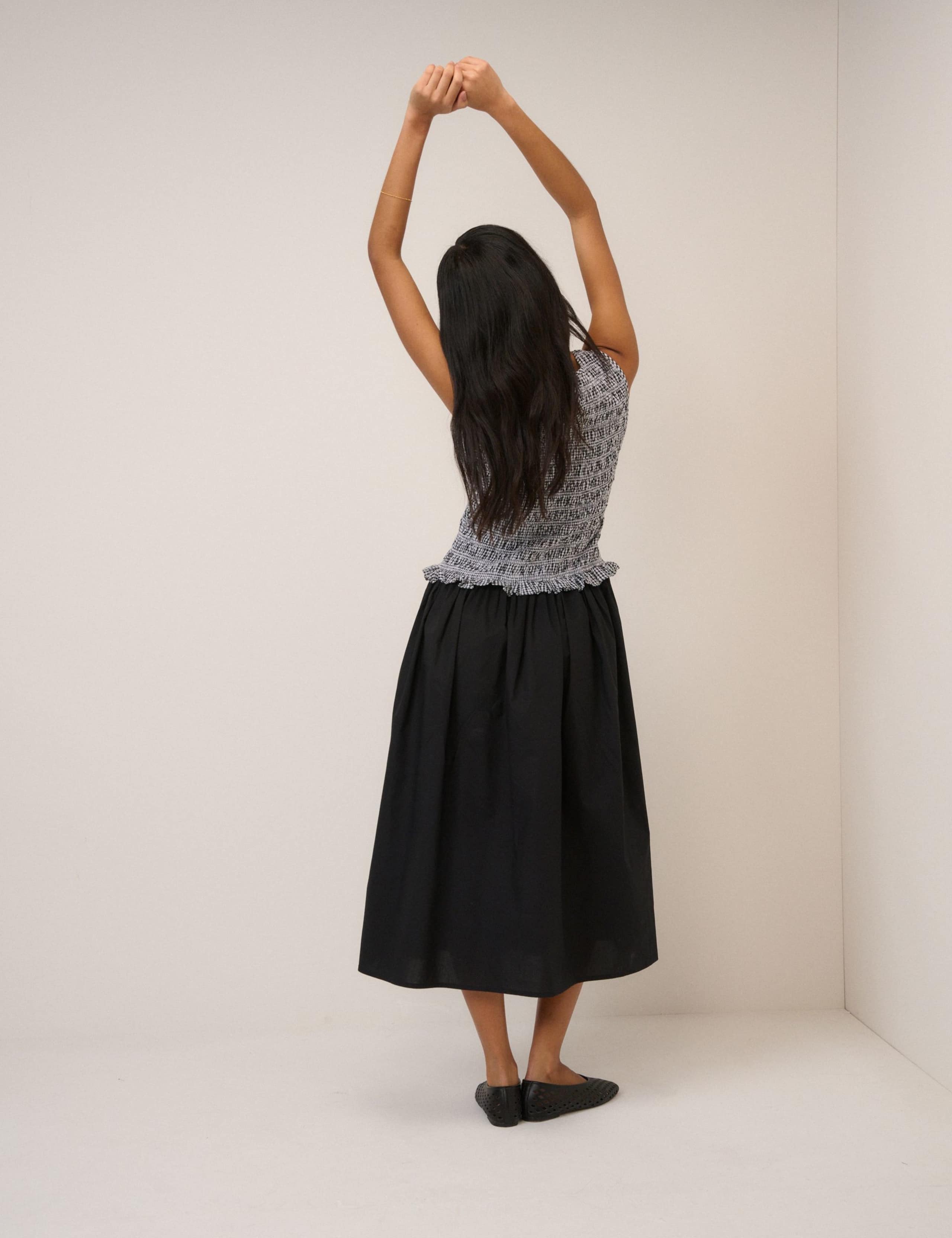 Pure Cotton Gingham Midi Skater Dress 6 of 6