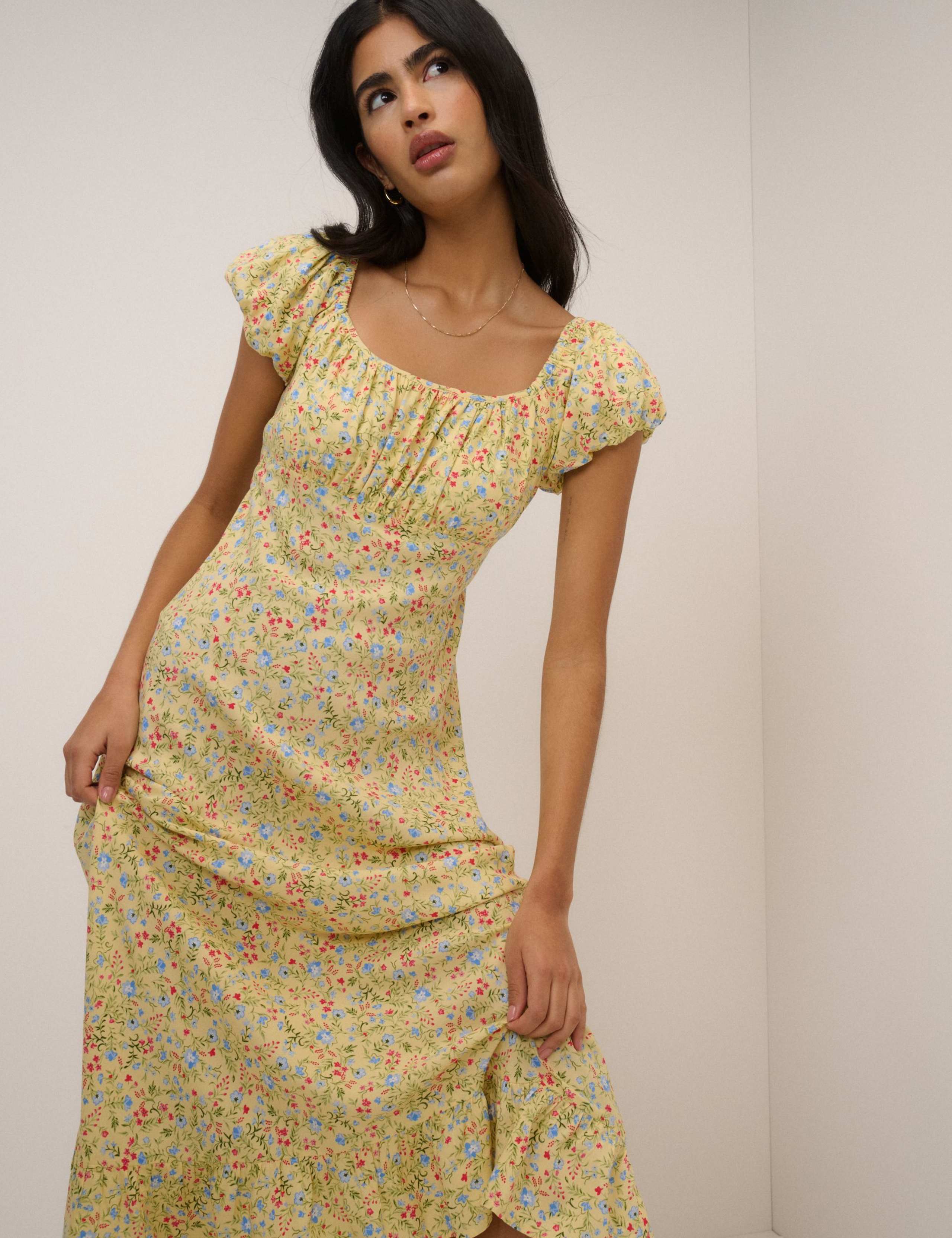 Floral Square Neck Midi Tea Dress 3 of 5