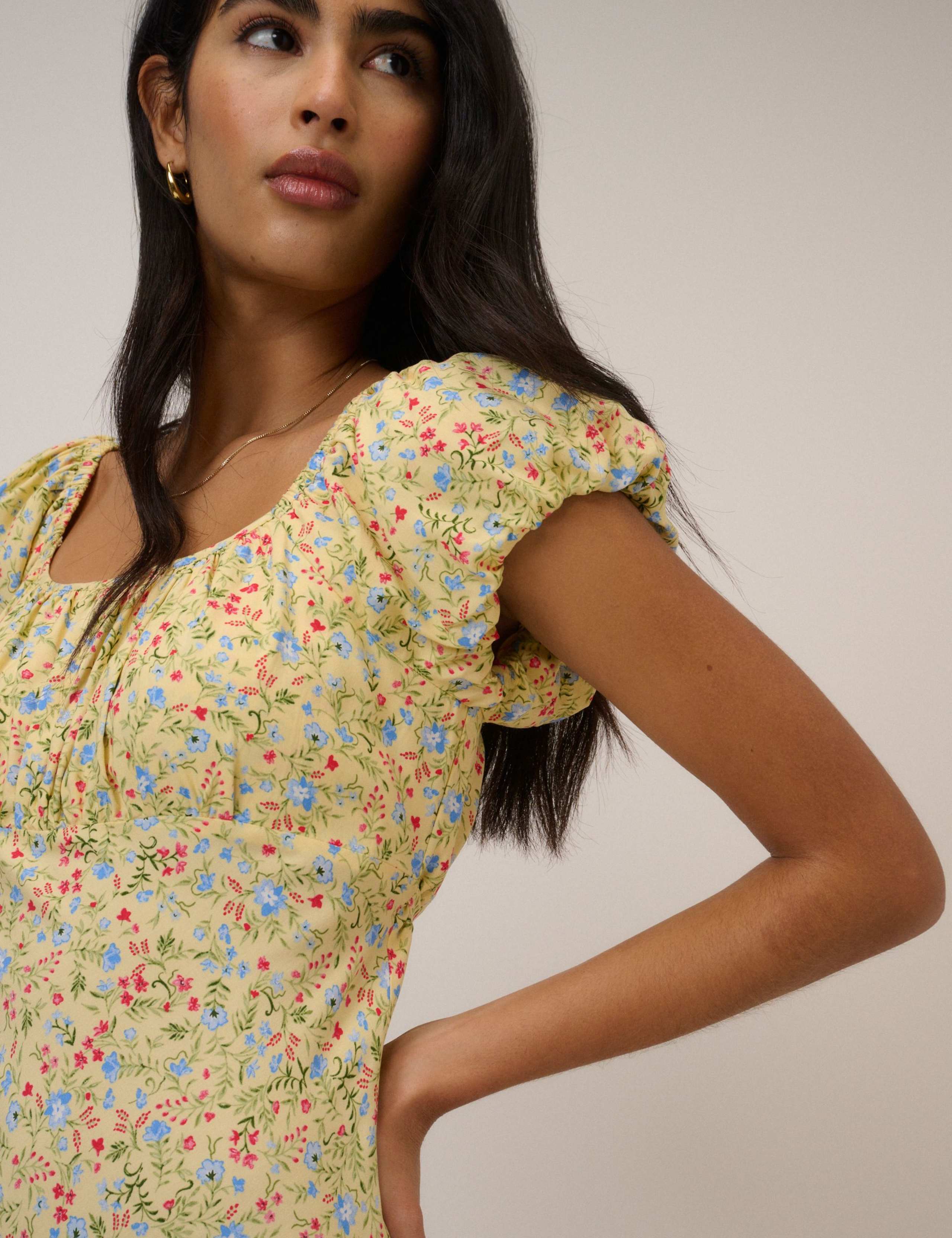 Floral Square Neck Midi Tea Dress 4 of 5