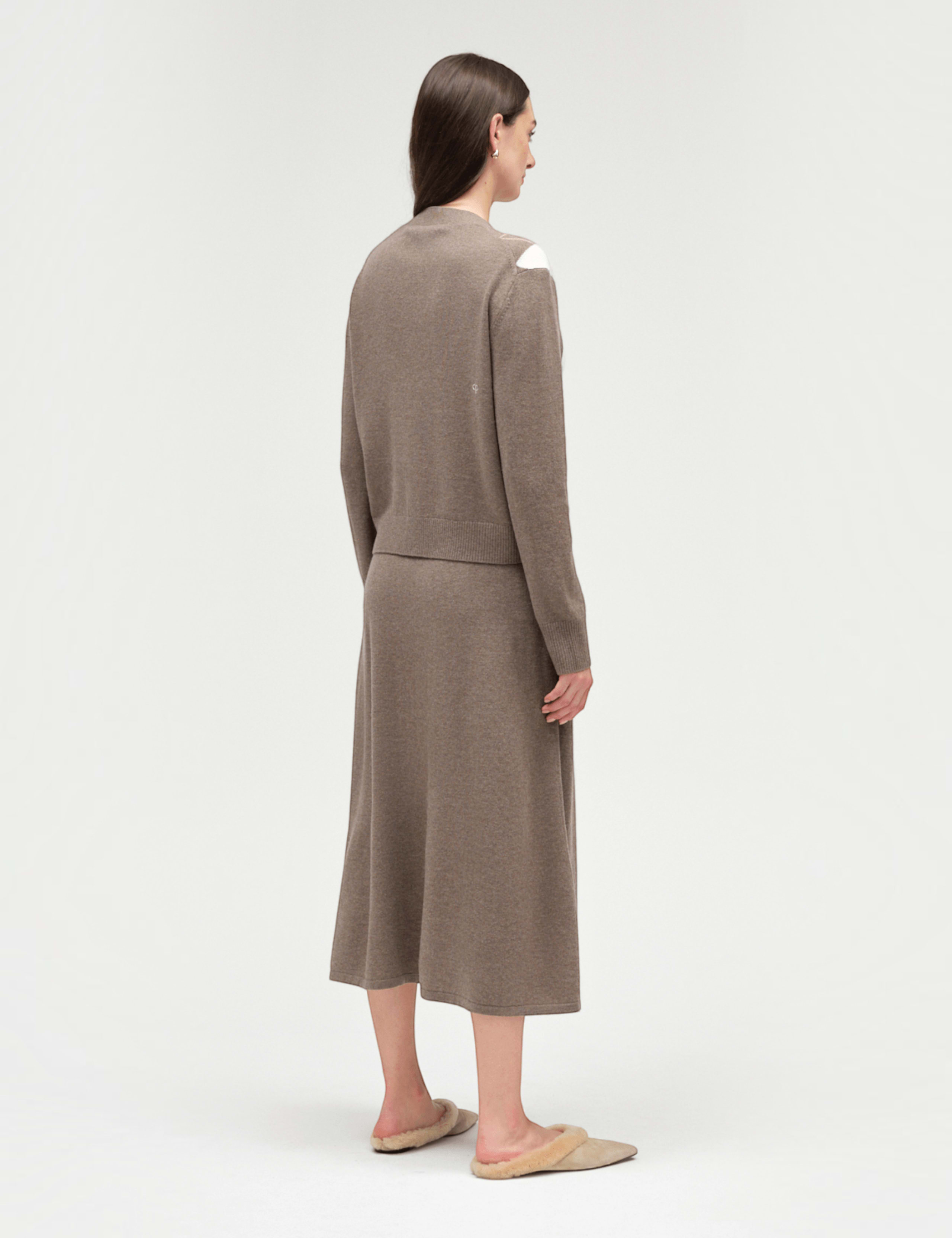 Wool Rich Jacquard V Neck Cardigan with Cashmere 4 of 4
