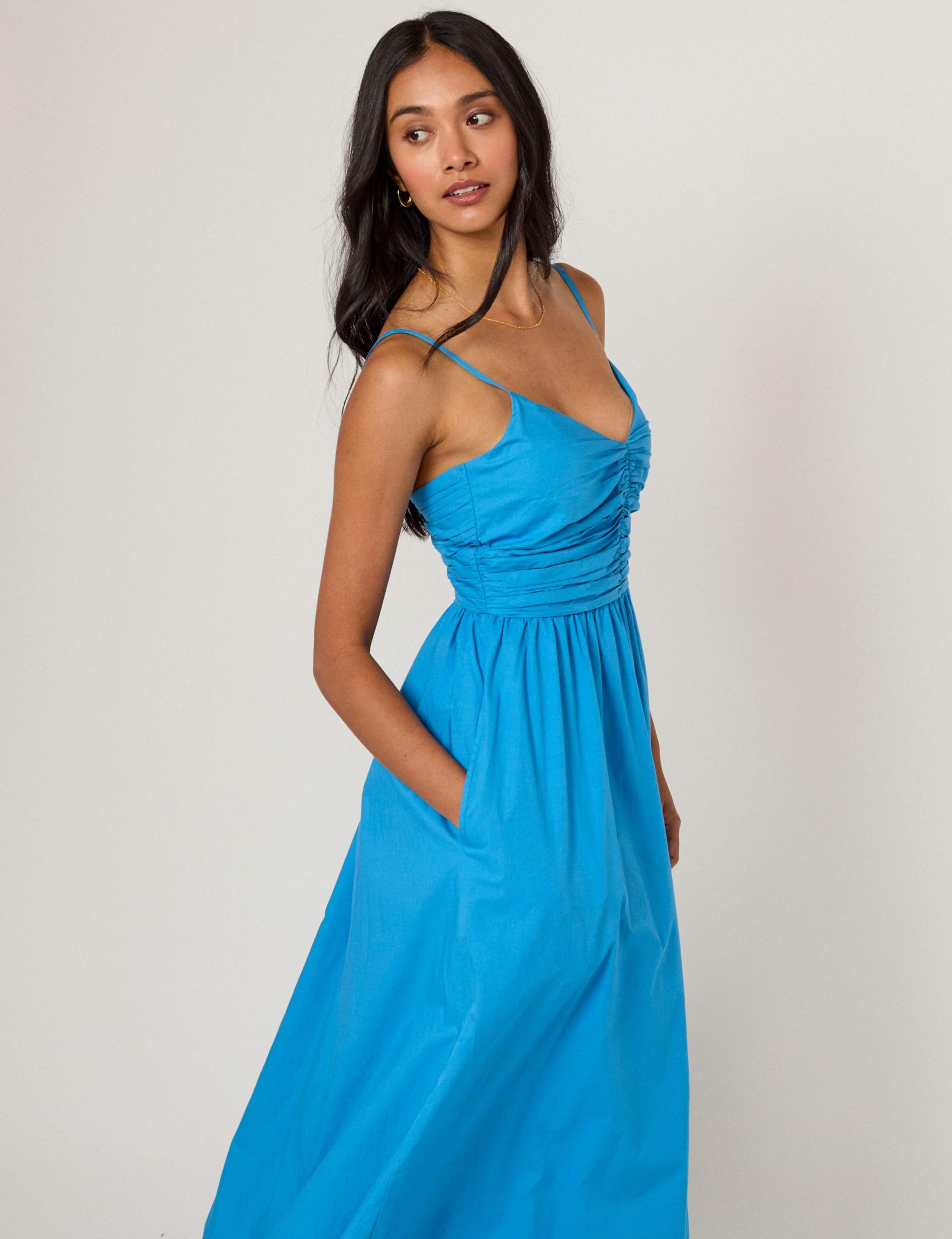 Pure Cotton Strappy Midi Skater Dress 1 of 5