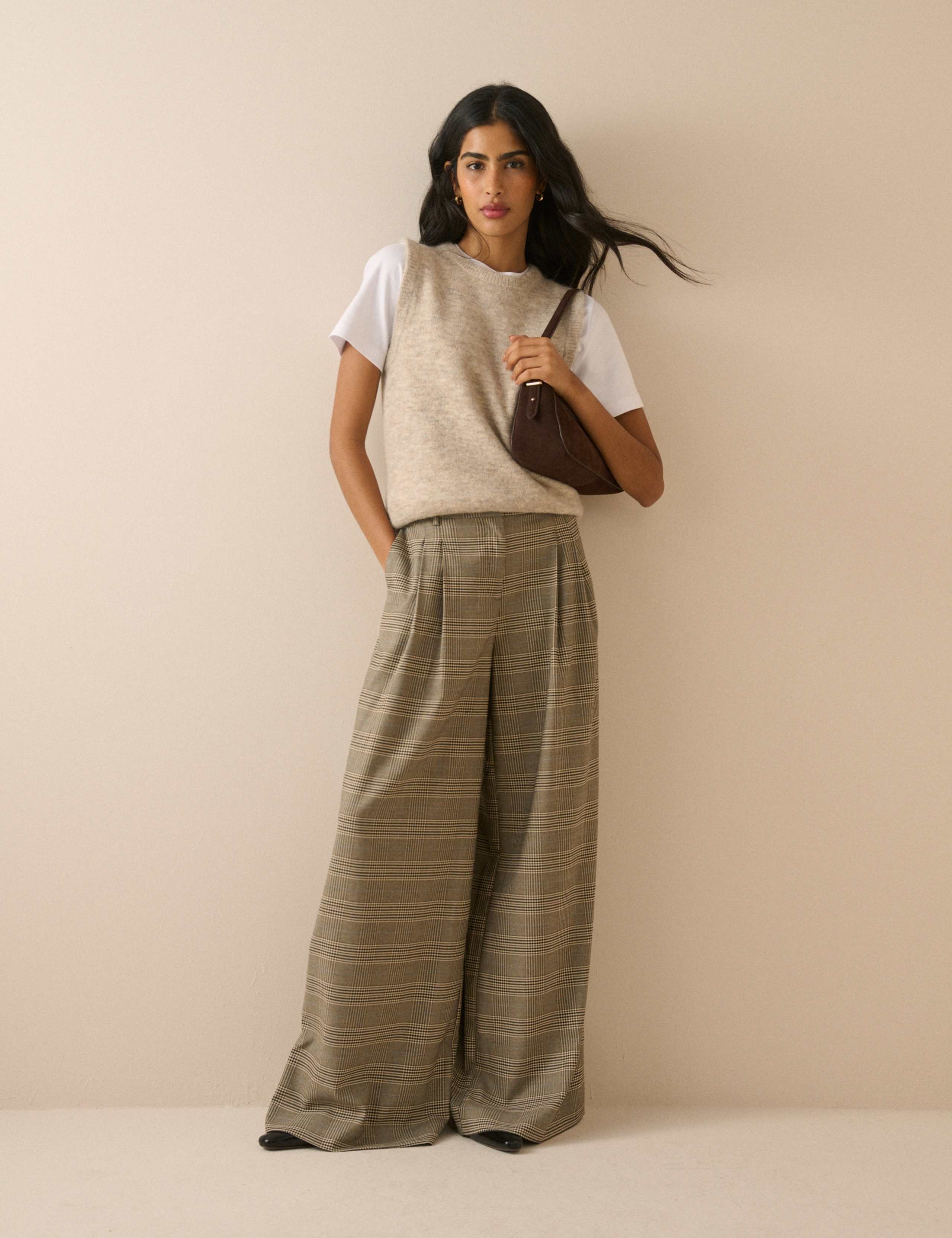 Checked Wide Leg Trousers 2 of 5