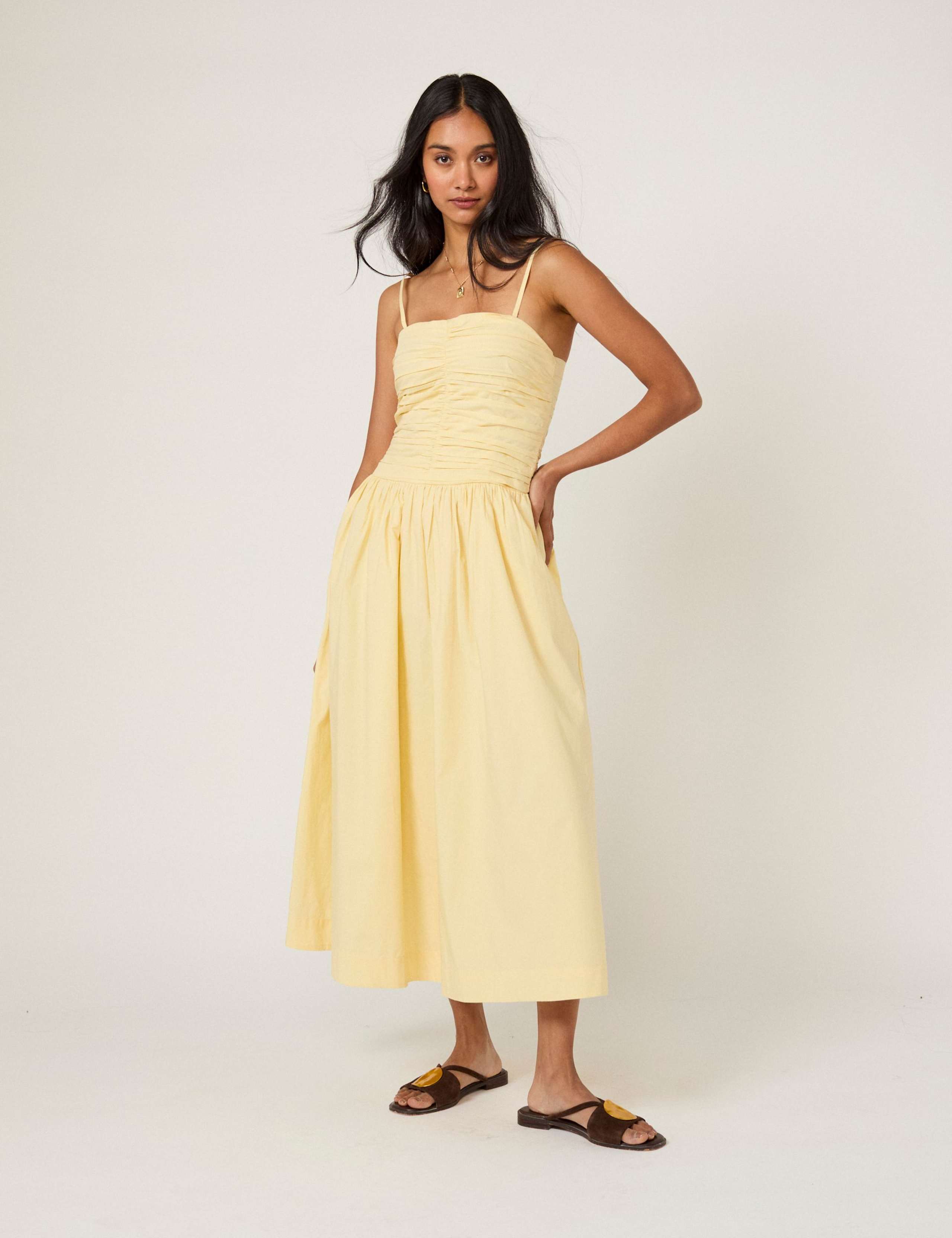 Pure Cotton Midi Waisted Dress 1 of 5