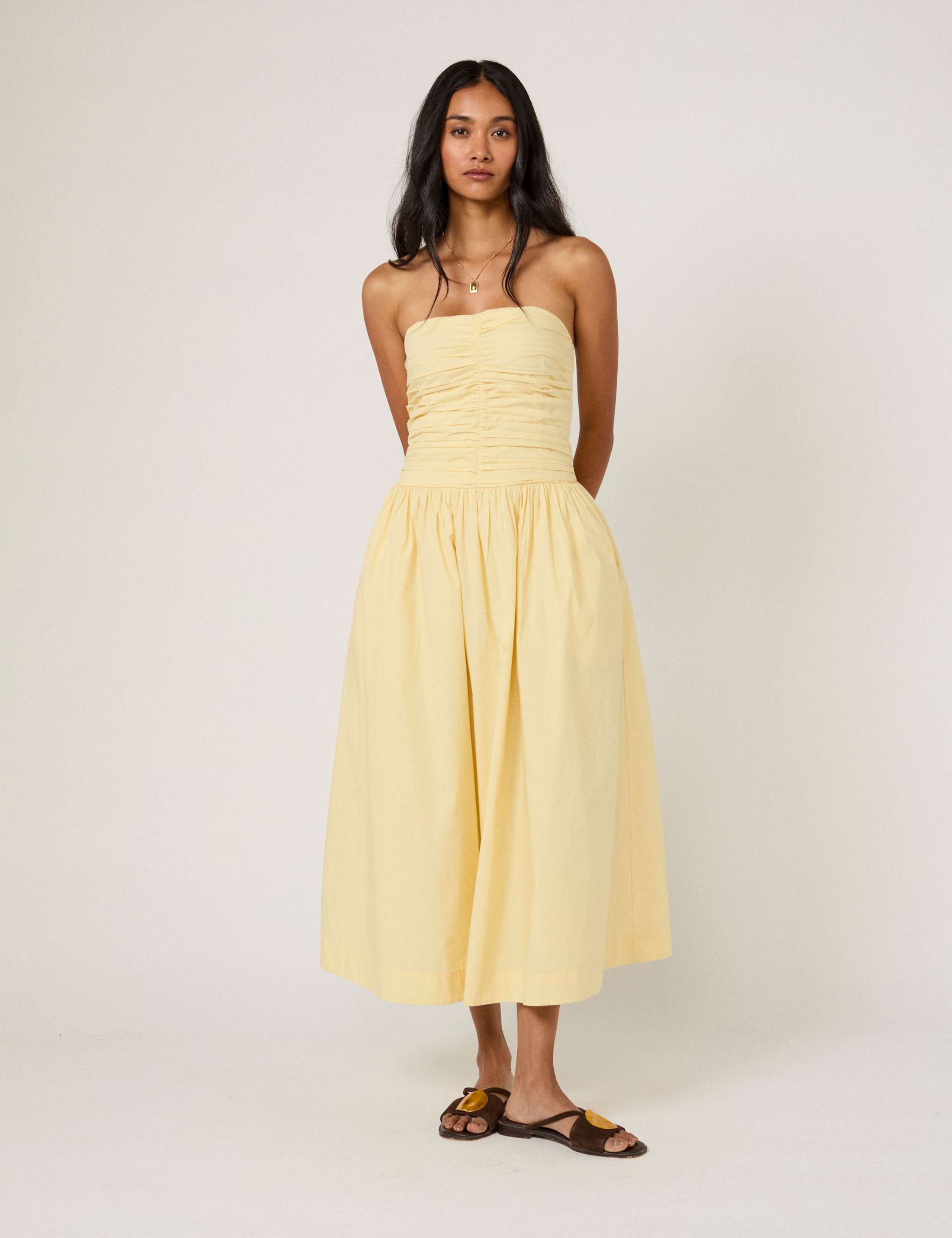 Pure Cotton Midi Waisted Dress 2 of 5