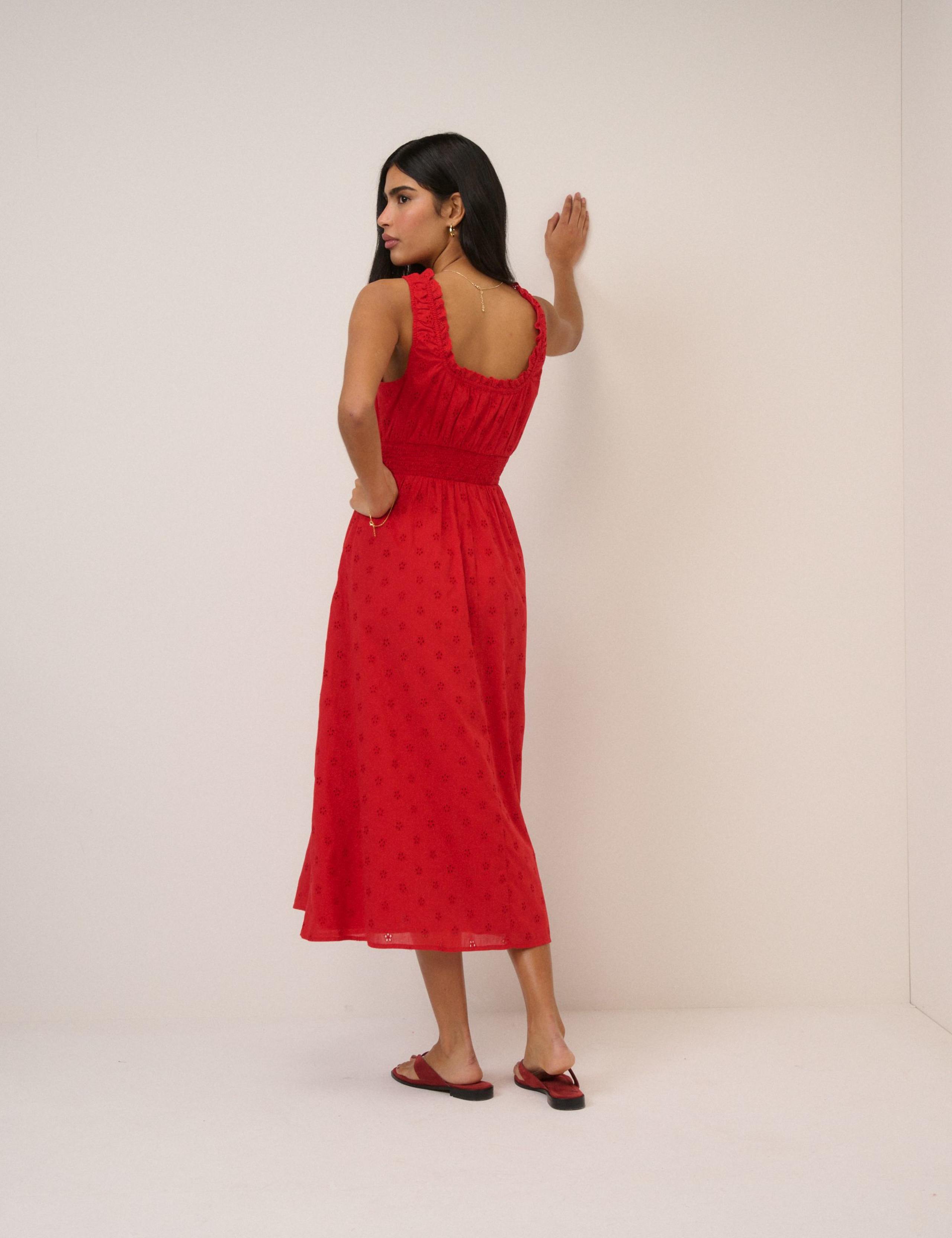 Pure Cotton Scoop Neck Midi Waisted Dress 2 of 5