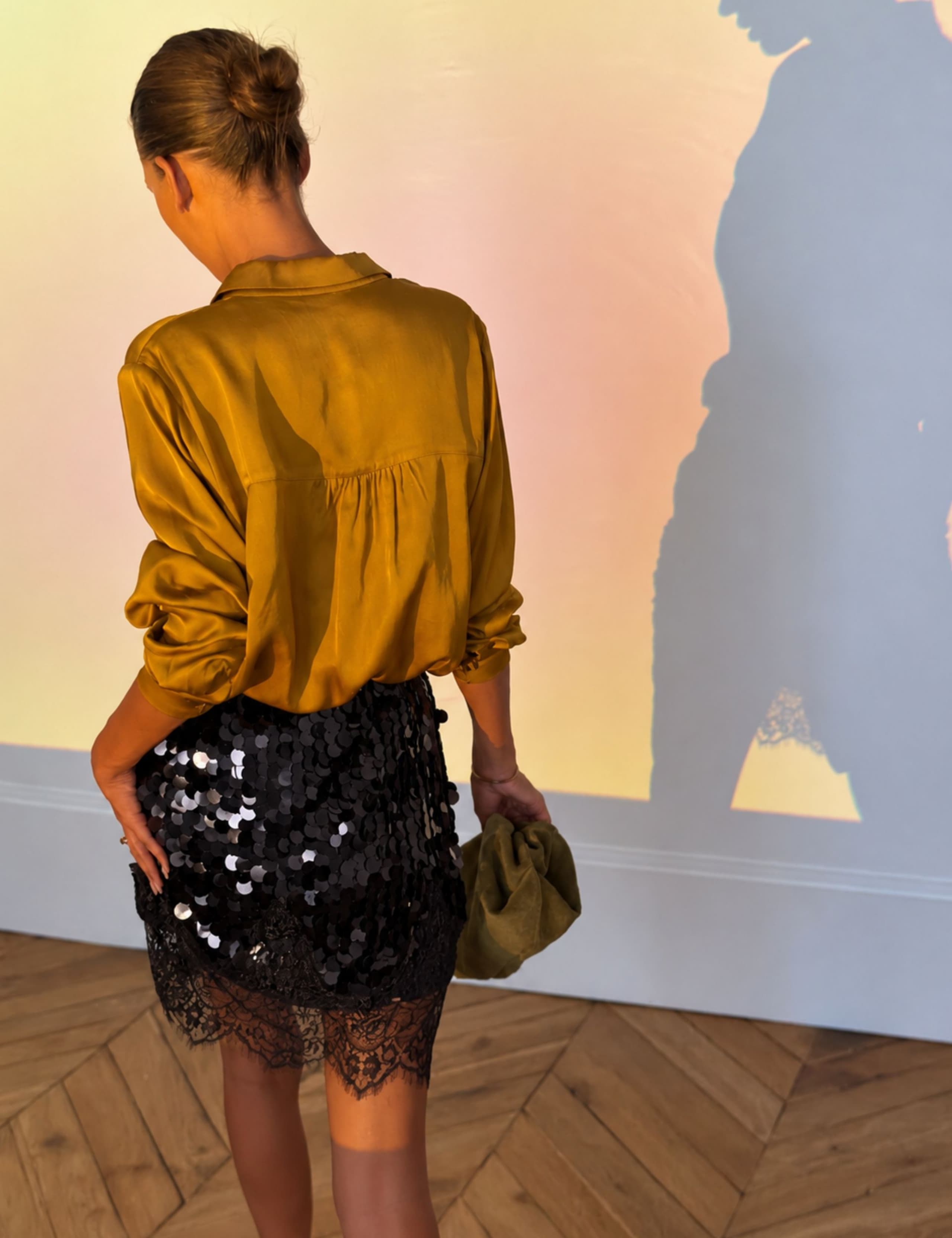 Polyester Rich Sequin Mini Slip Skirt 3 of 4