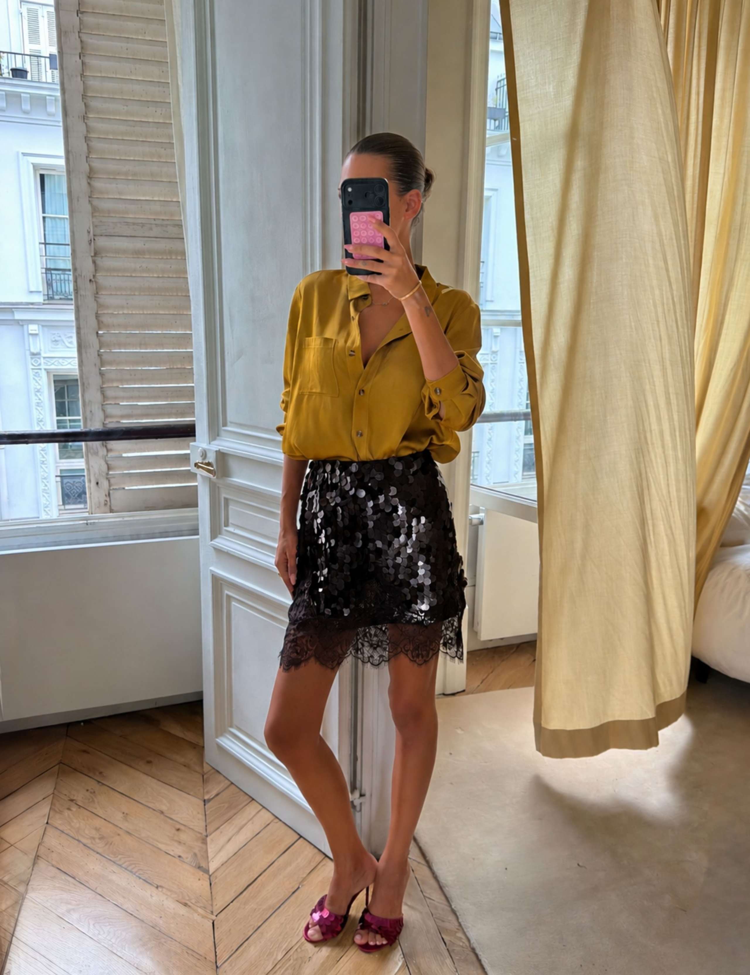 Polyester Rich Sequin Mini Slip Skirt 4 of 4
