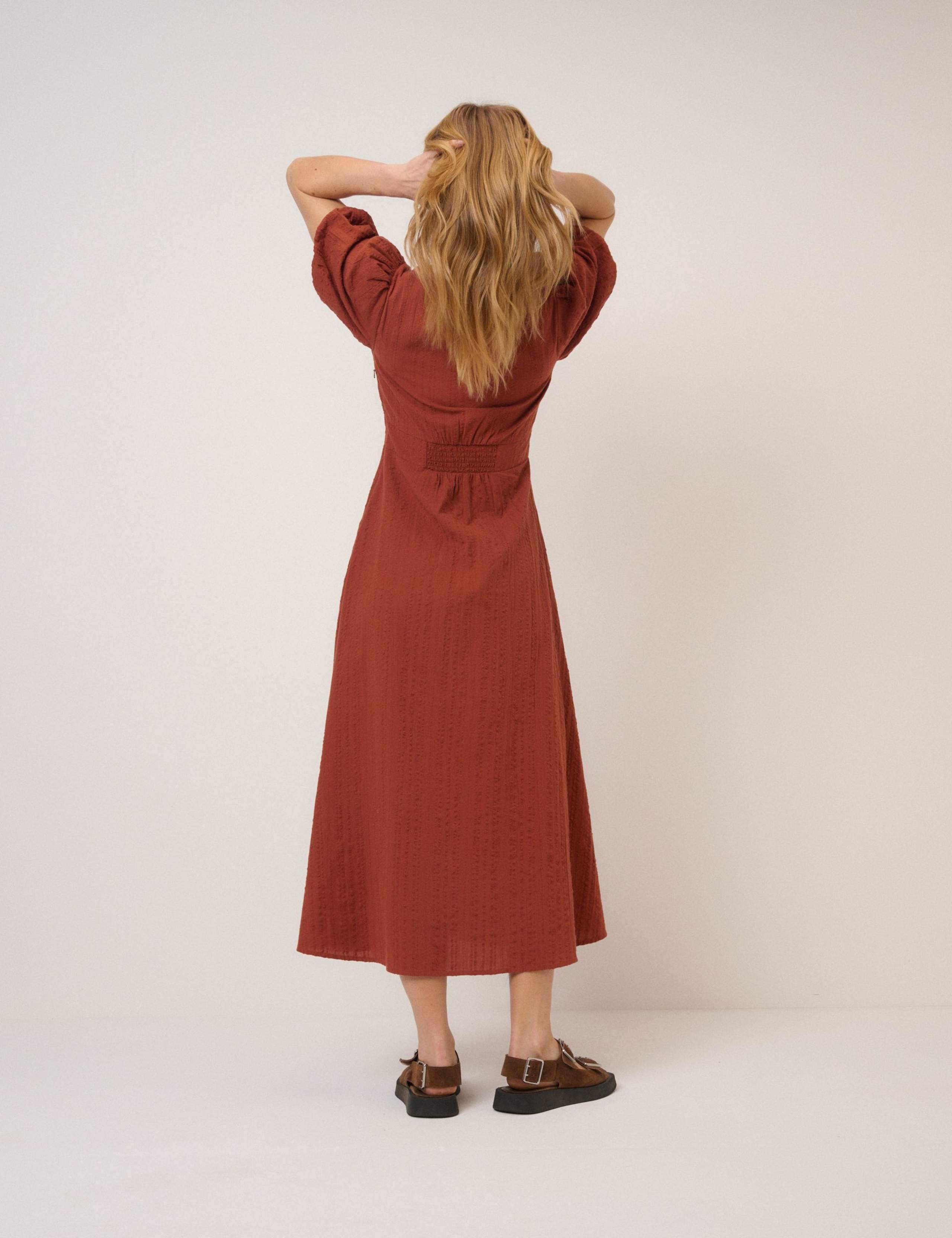 Pure Cotton Sweetheart Neckline Midi Dress 3 of 5