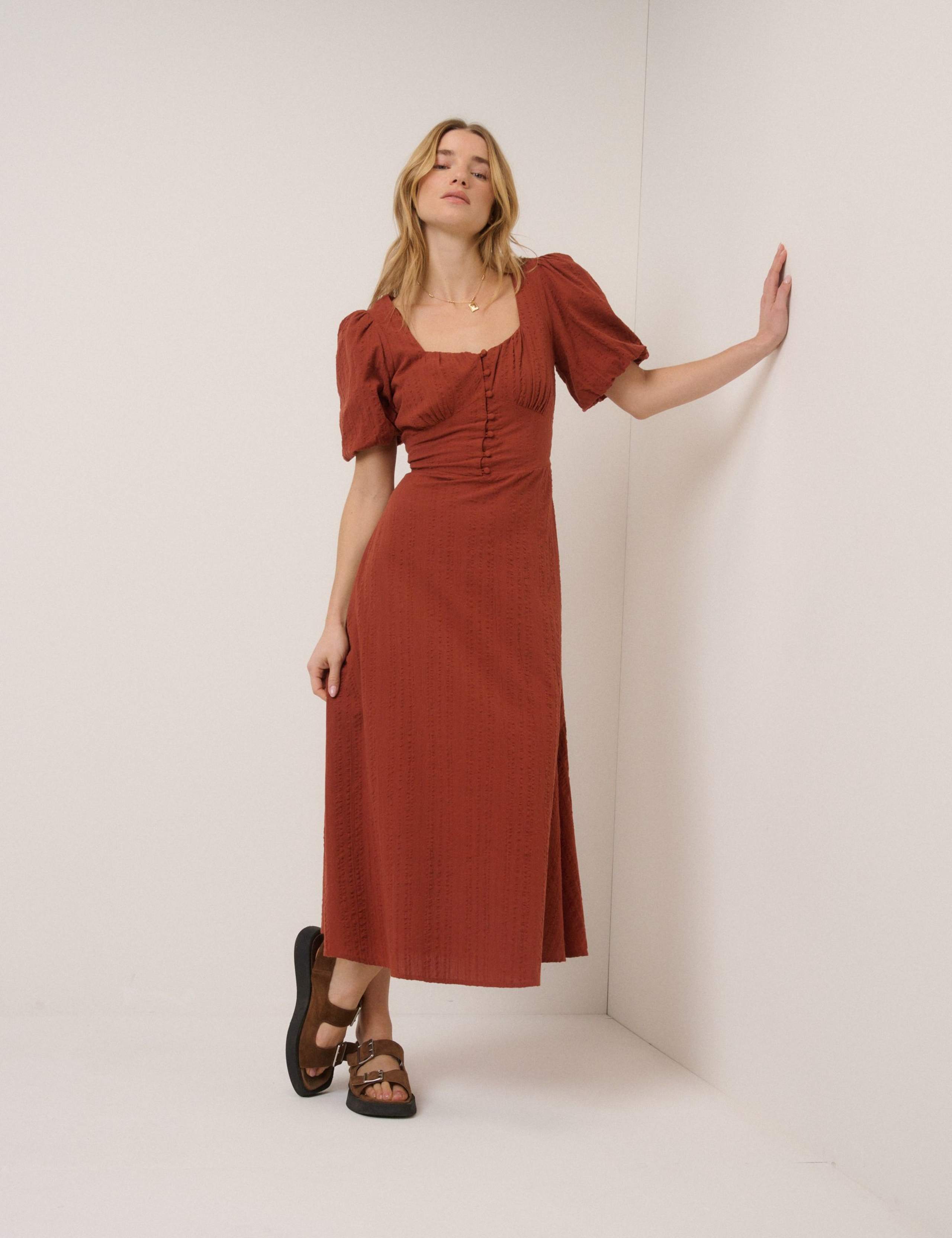 Pure Cotton Sweetheart Neckline Midi Dress 5 of 5