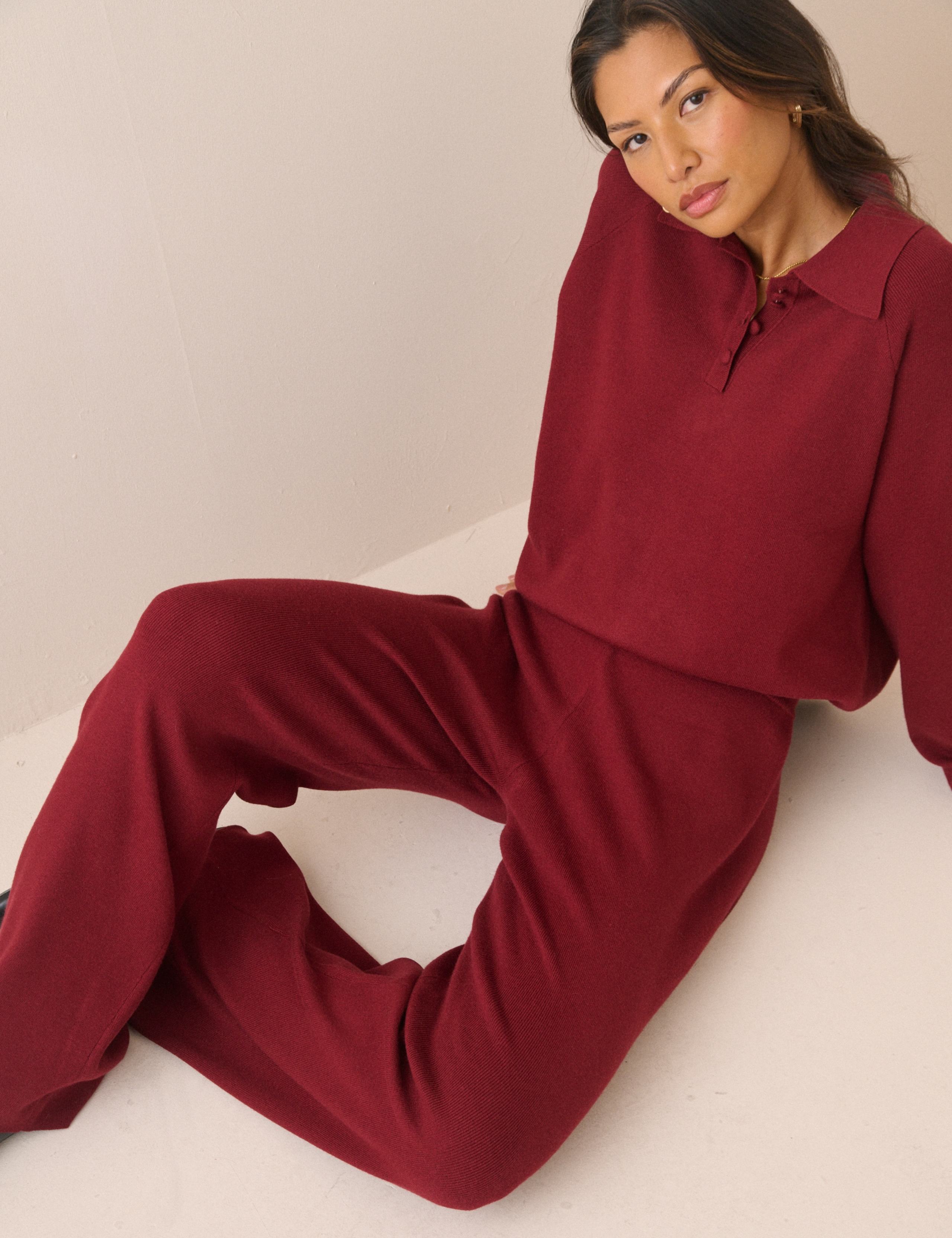 Compact Fine Gauge Wide Leg Lounge Trousers 4 of 5